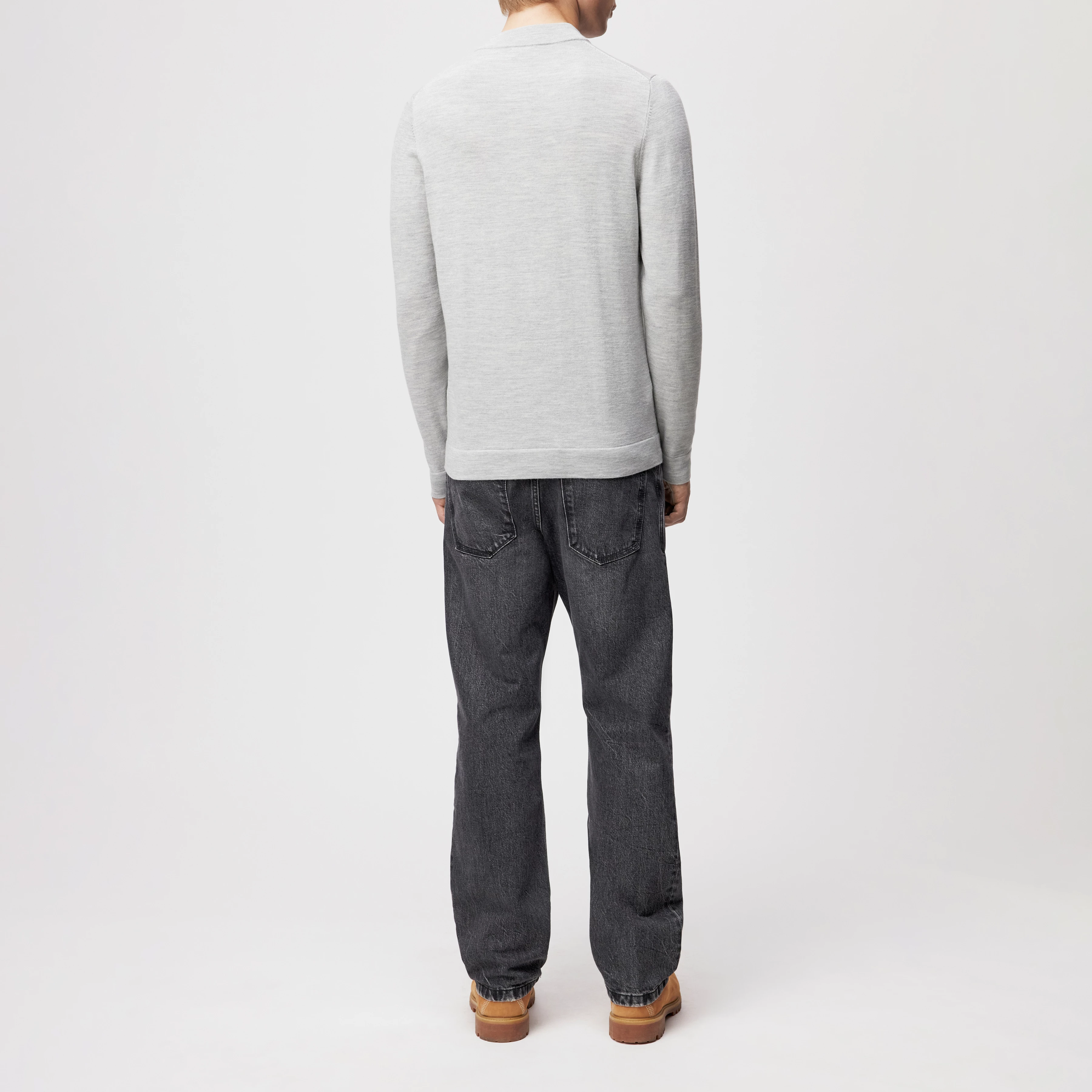 ARWON - Fitted Rollkragenpullover in 100% Merinowolle - Herren - grau - Rückansicht