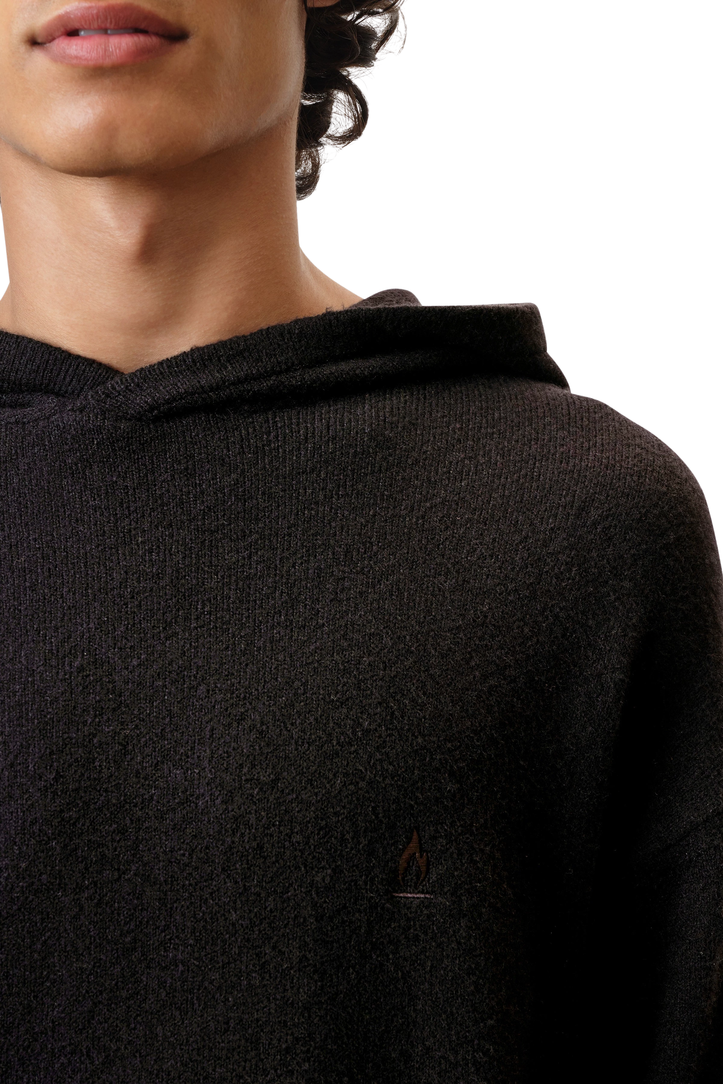 DERICAN - hoodie with ribbed cuffs in cotton-wool mix - men - Natural Aluminium - Seitenansicht