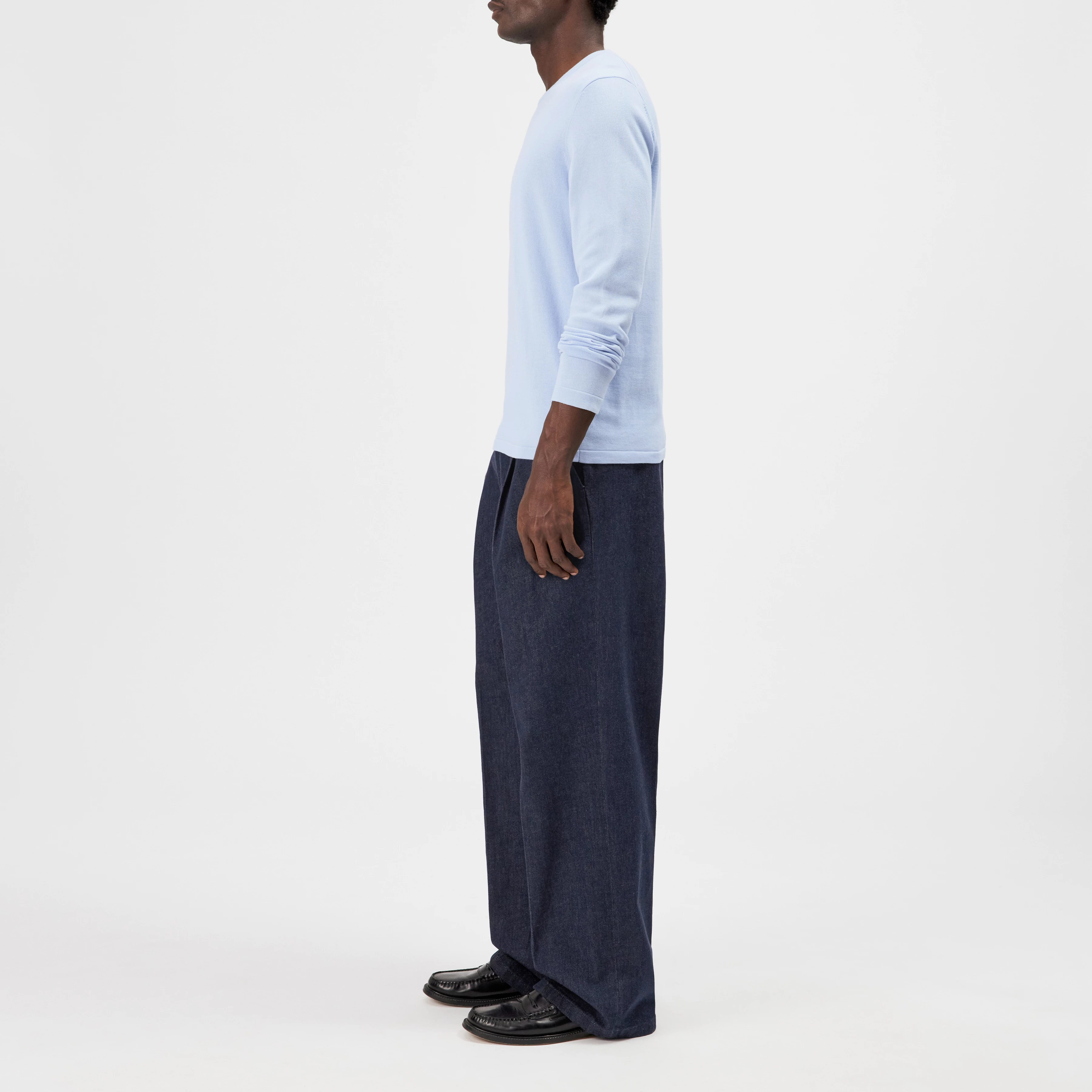 IRMINO - Long sleeve in pure cotton - men - blue - Seitenansicht