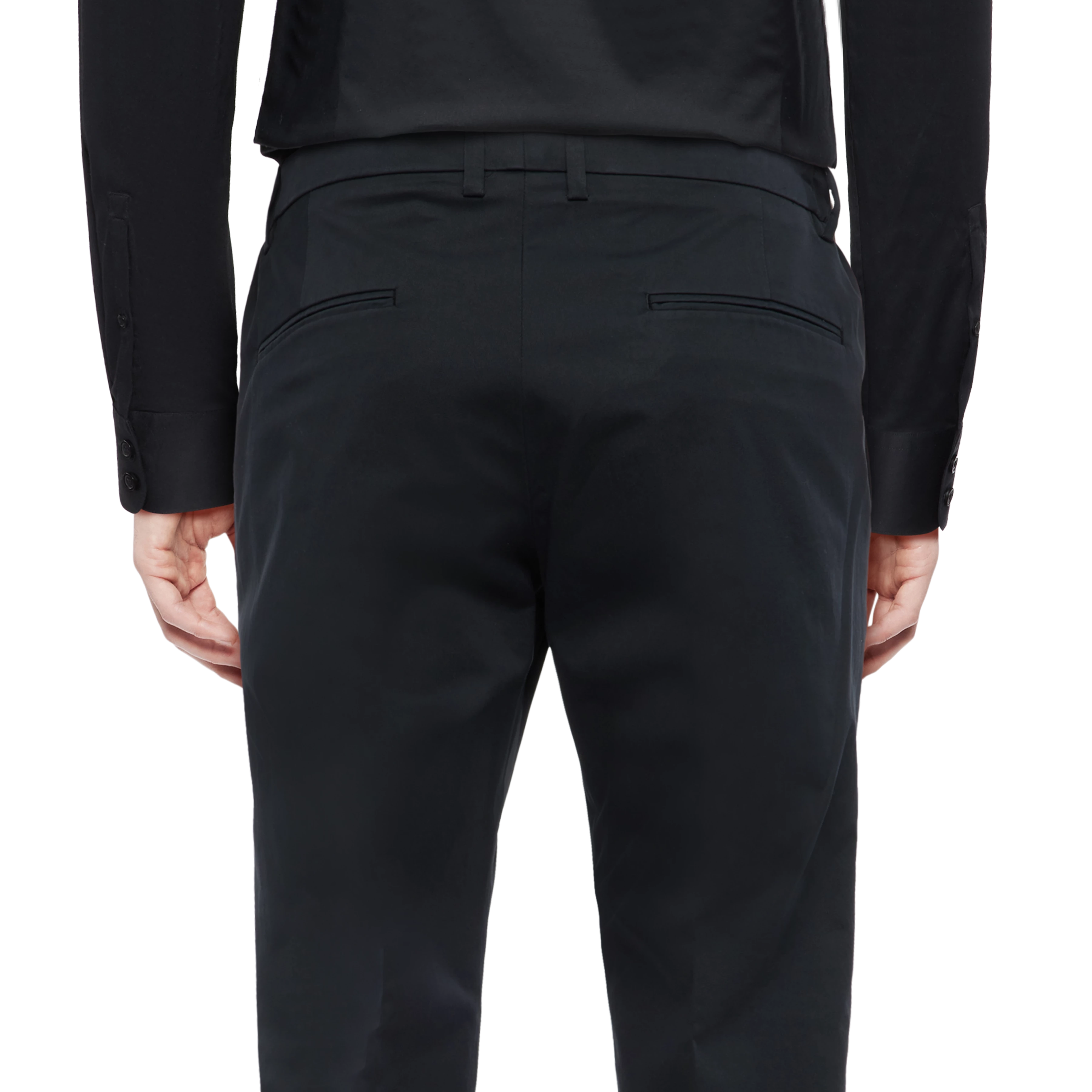 AJEND - Konfektionierte Hose in Baumwoll-Gabardine - Herren - schwarz - Detailansicht am Model