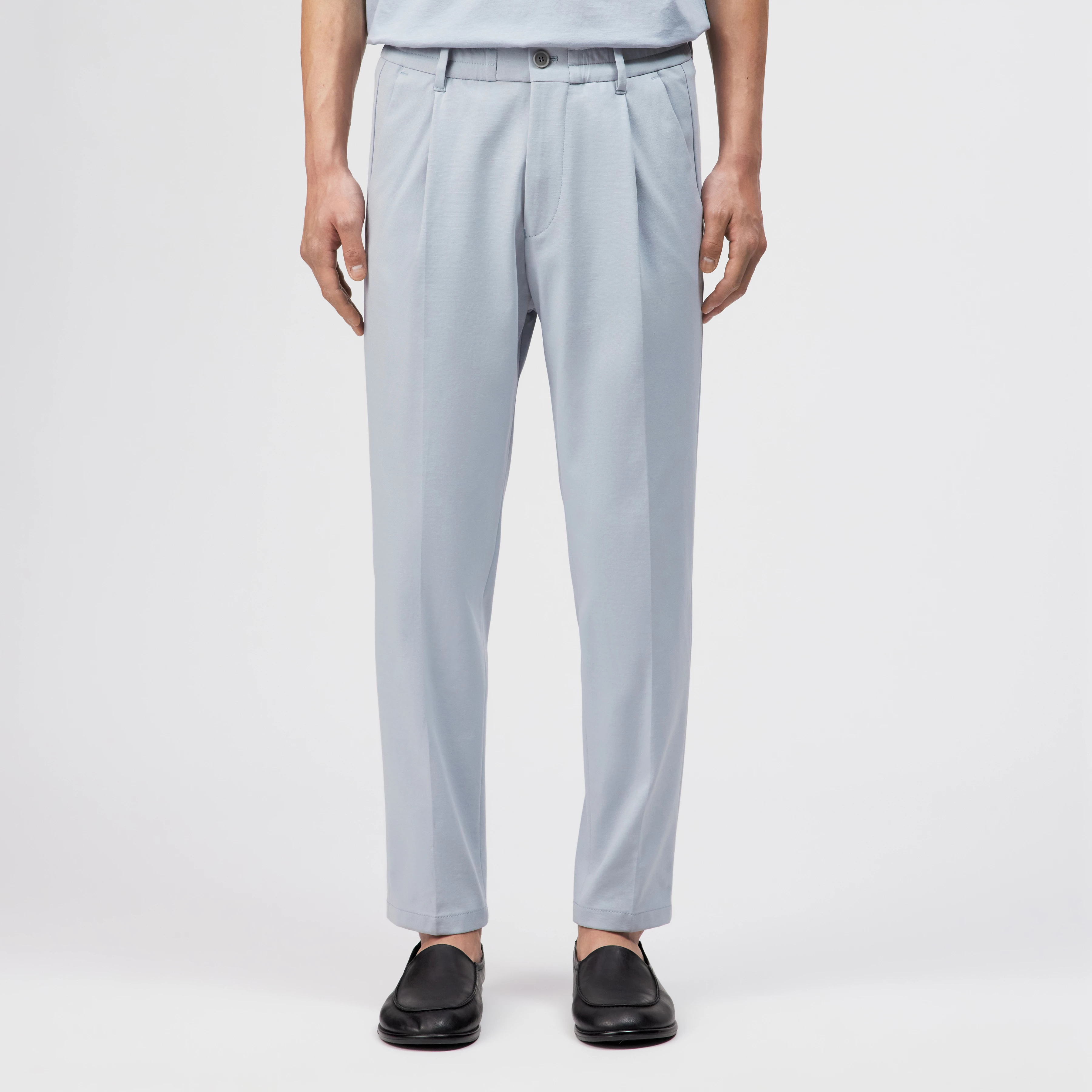 CHASY - Casual broek met plooi in Punto Milano - heren - blauw - Frontansicht