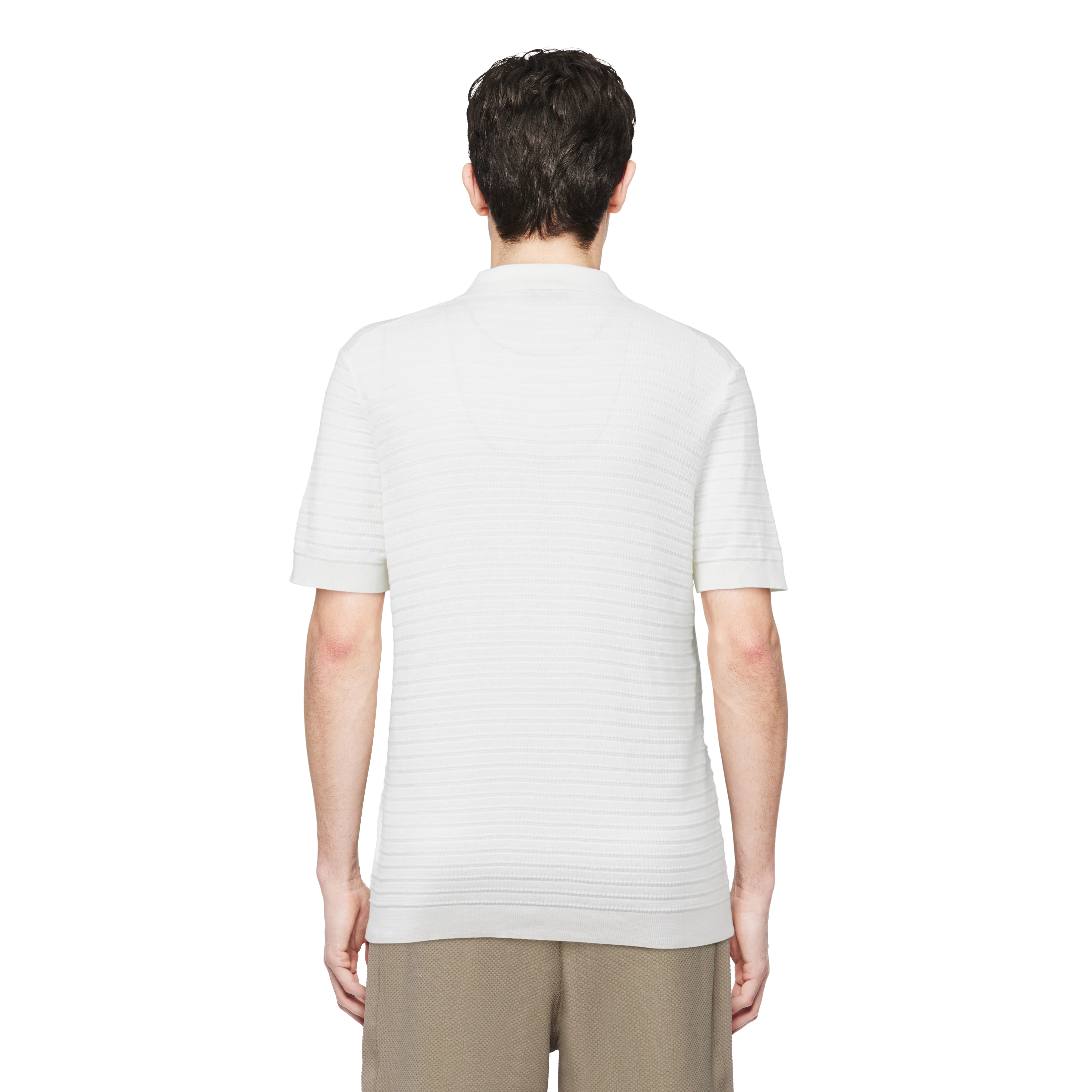 BRAIAN - Gebreide polo met structuur - heren - off white - Rückansicht