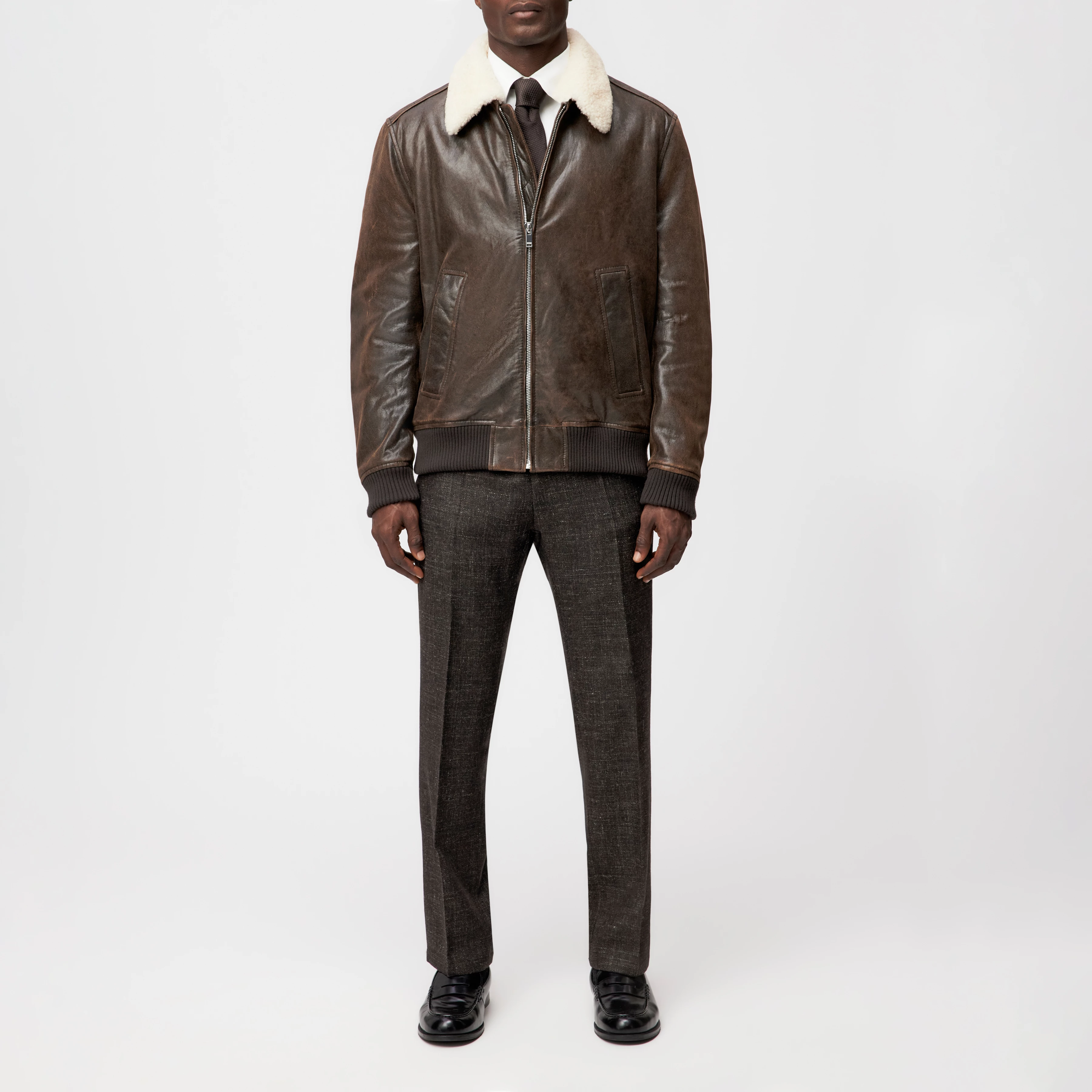 FLYGHT - Fliegerjacke in Leder - Herren - braun - Ganzkörper-Frontansicht