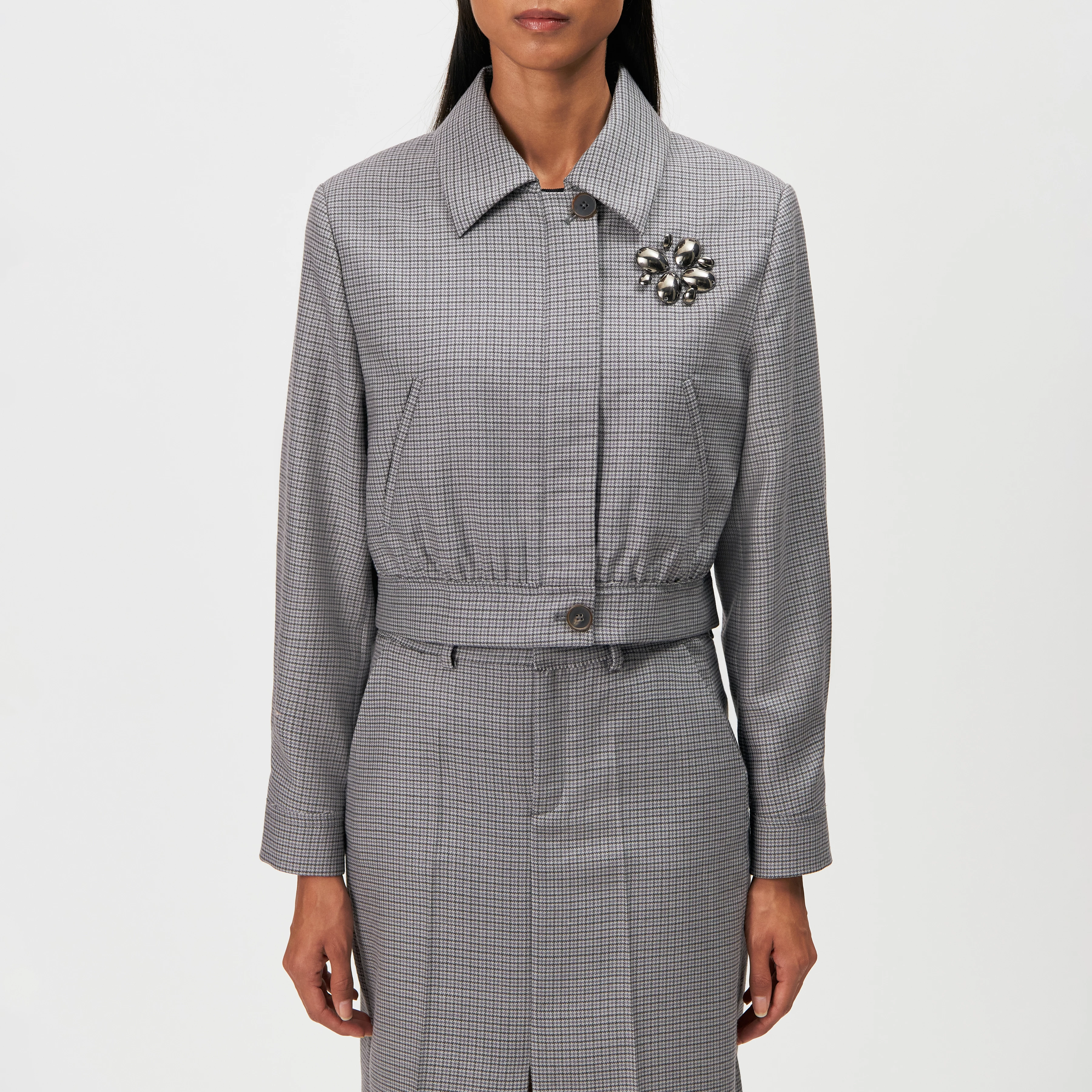 RADWAY_3 - Pure wool short blouson - women - grey - Frontansicht