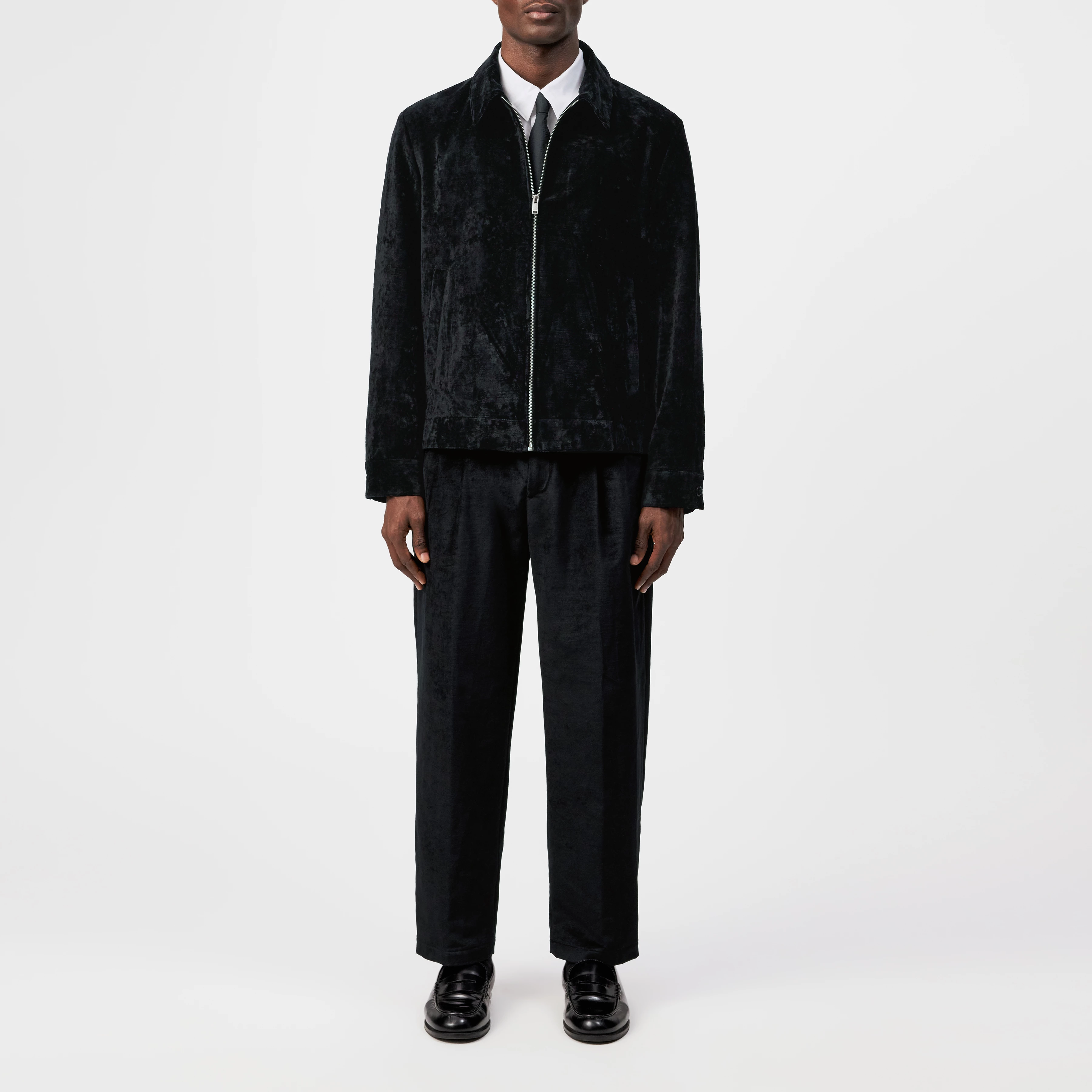 RIKKA_2 - Jacket in velvet - men - Natural Aluminium - Ganzkörper-Frontansicht