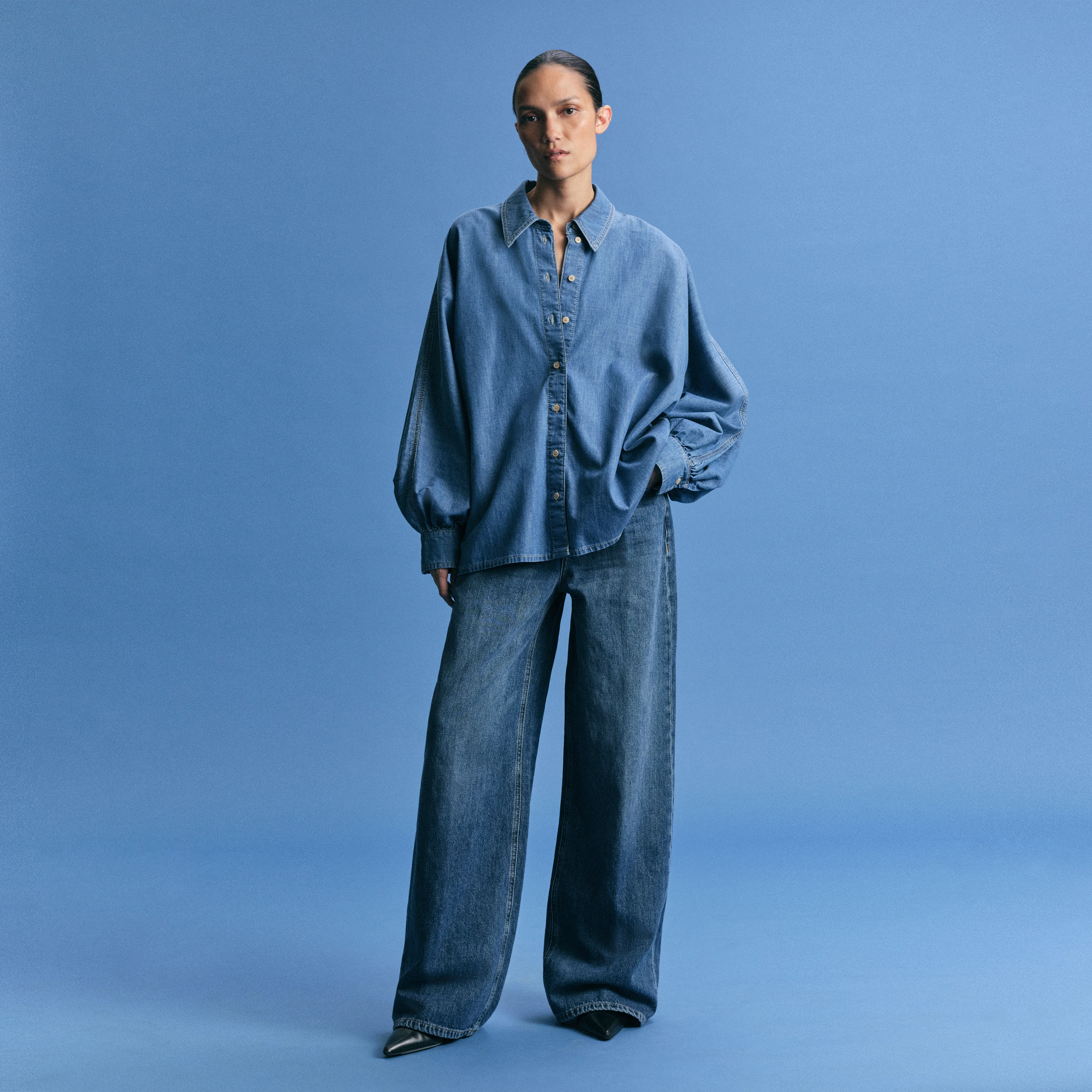 MOYALA - Bluse in Blue-Denim - Damen - blau