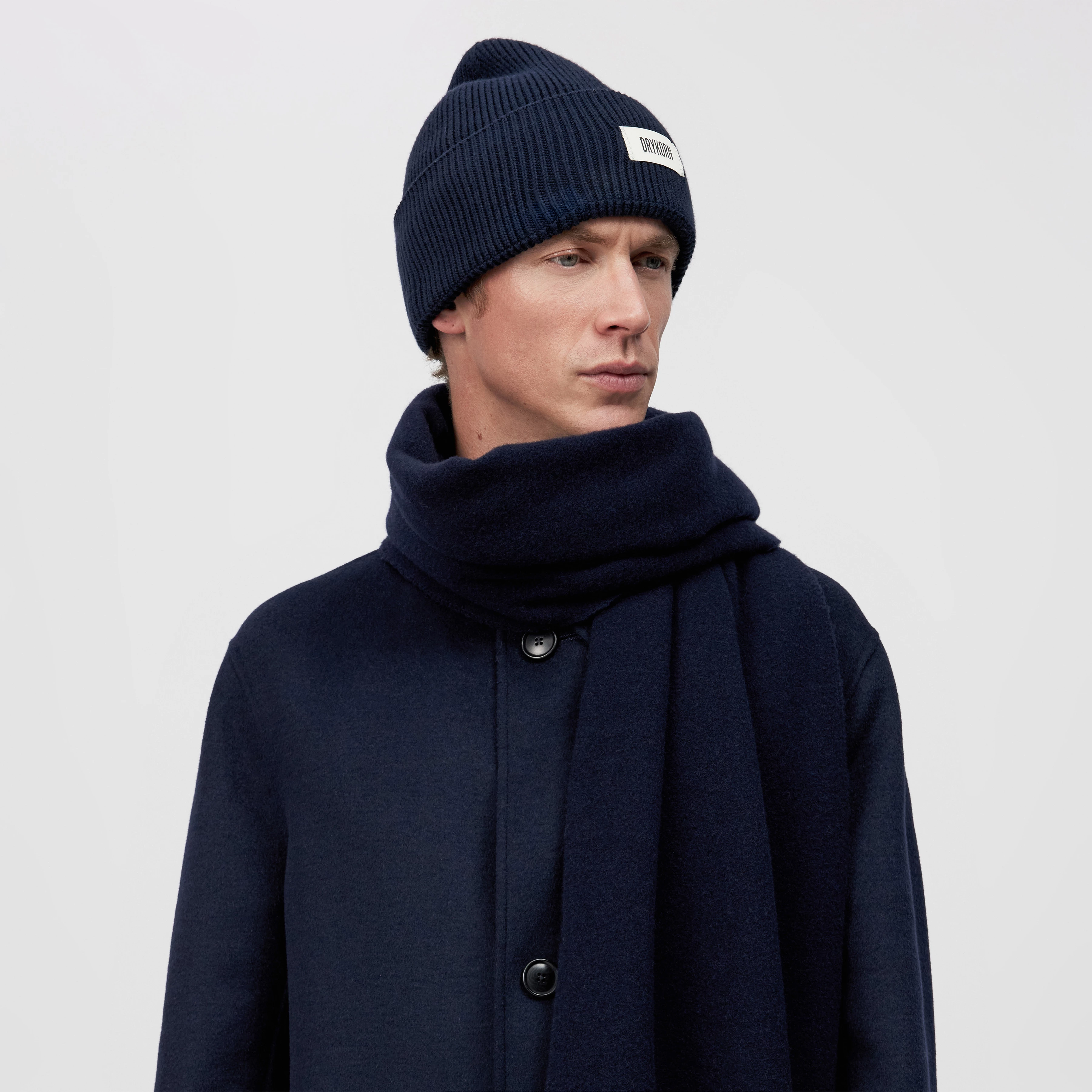 LOAH_3 - Beanie in Baumwoll-Mix - Unisex - blau - Seitenansicht