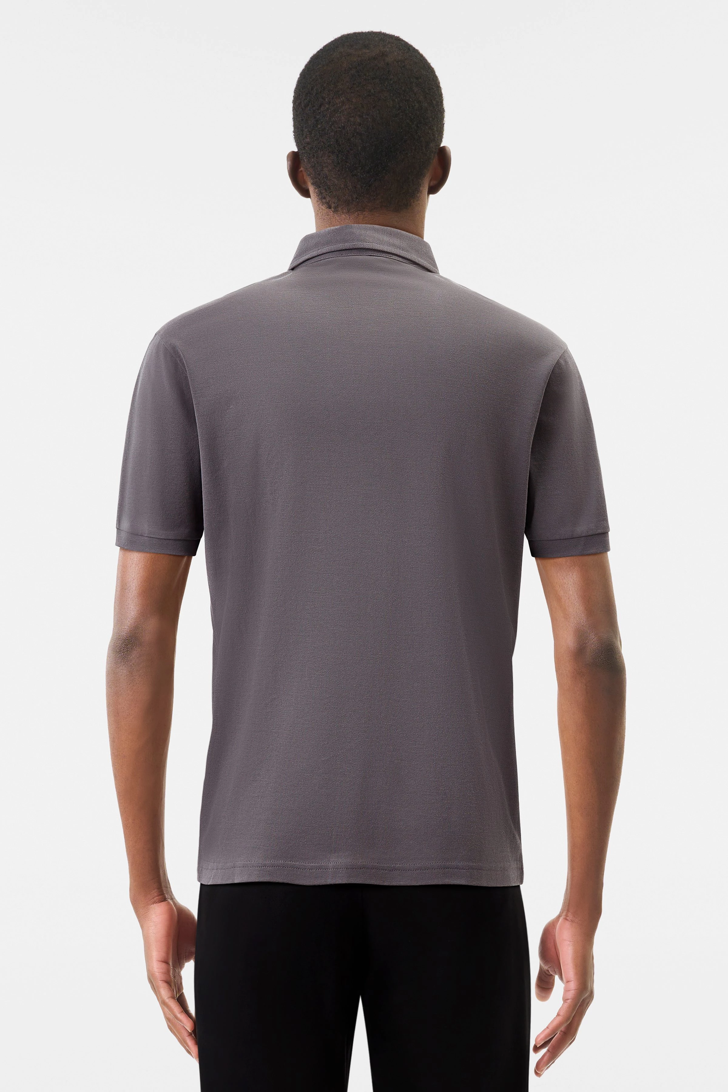GARRY - 4-knoops polo met omgeslagen kraag in piqué - heren - grijs - Rückansicht