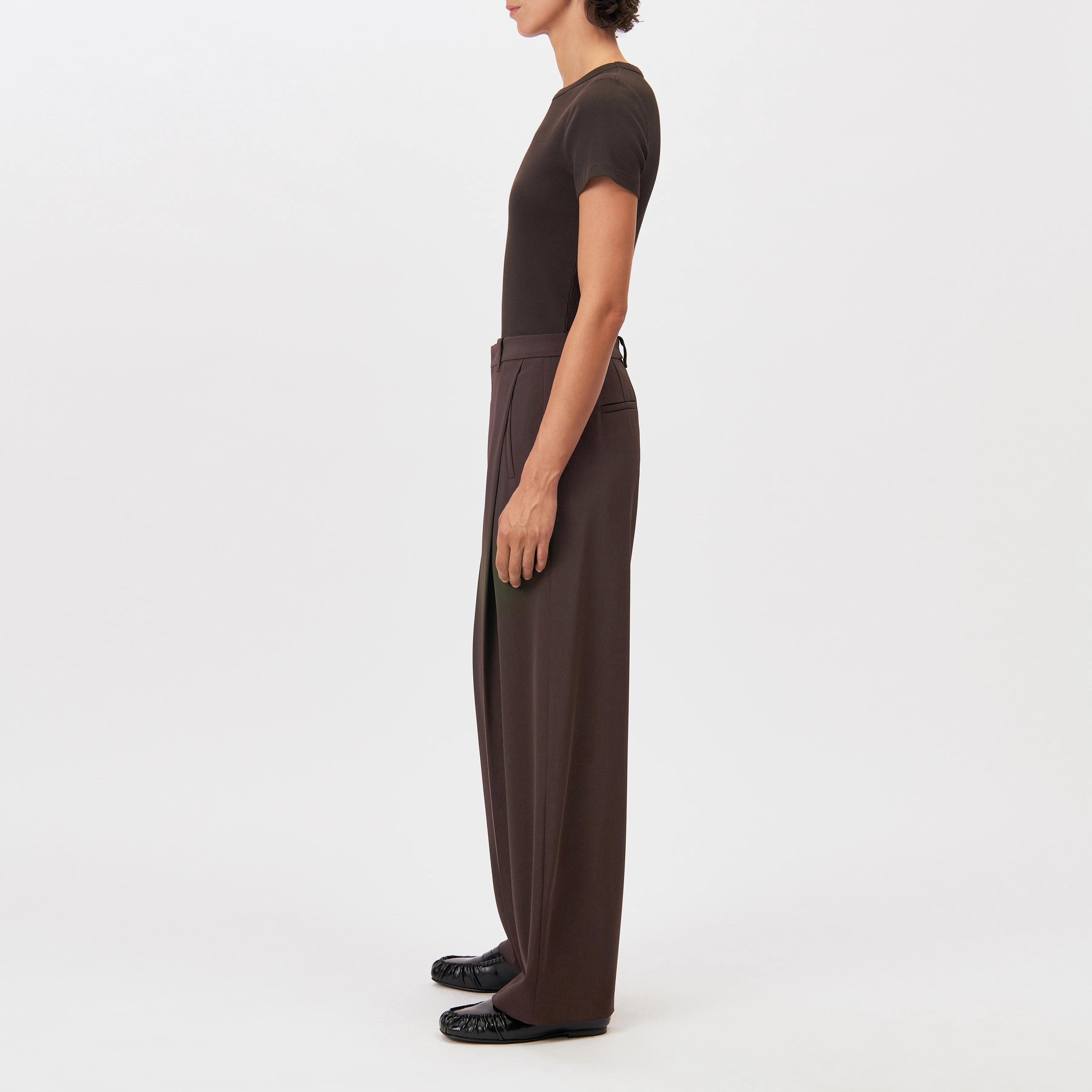 KOALE - Slim T-shirt in cotton rib - women - brown - Seitenansicht