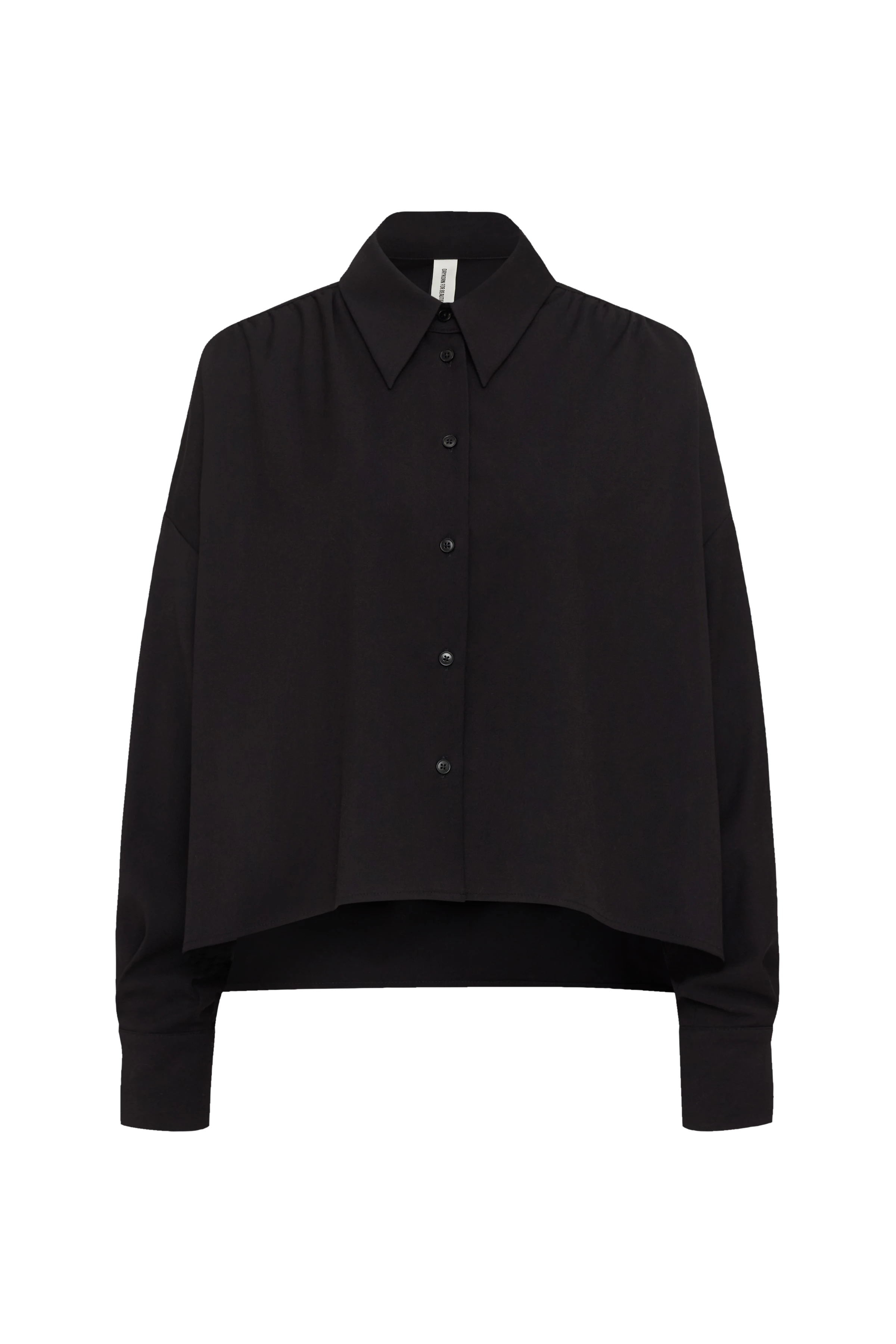 FLANNA - Oversize-Hemdbluse mit tiefer Rückenpasse in softem Flanell - Damen - schwarz - Freisteller Frontansicht