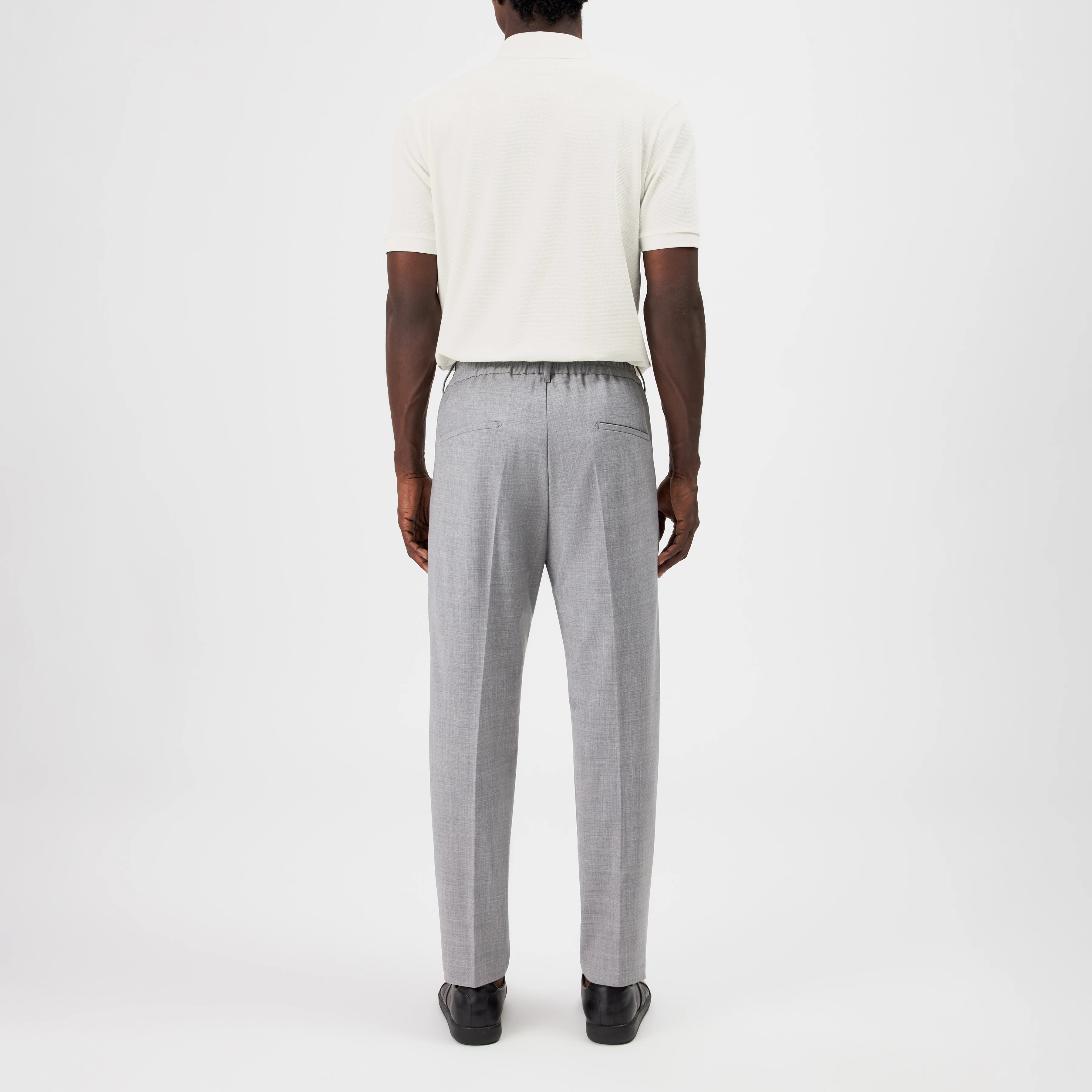 CHASY - Casual pleated trousers in bi-stretch - men - grey - Rückansicht