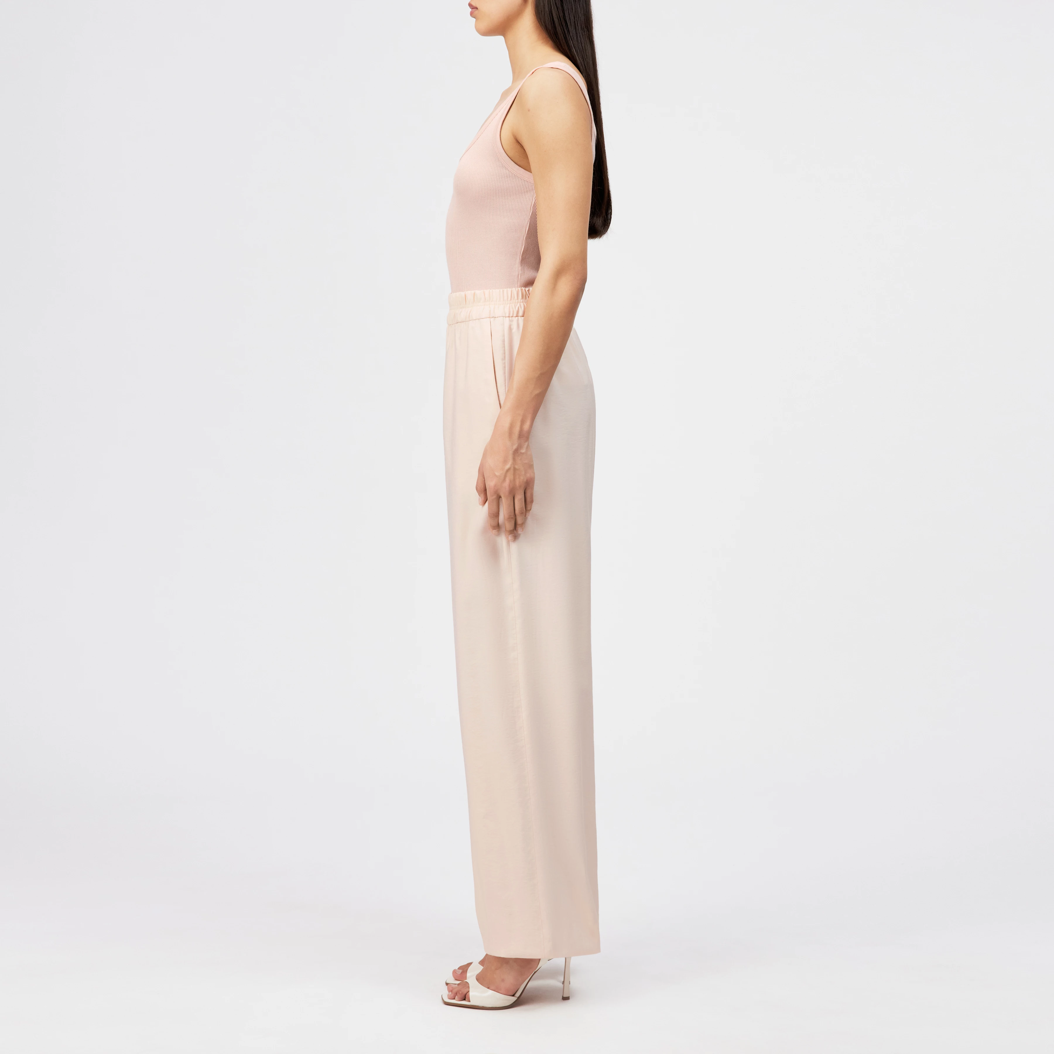 EITHER - Pantalon large en twill de viscose - women - orange - Seitenansicht