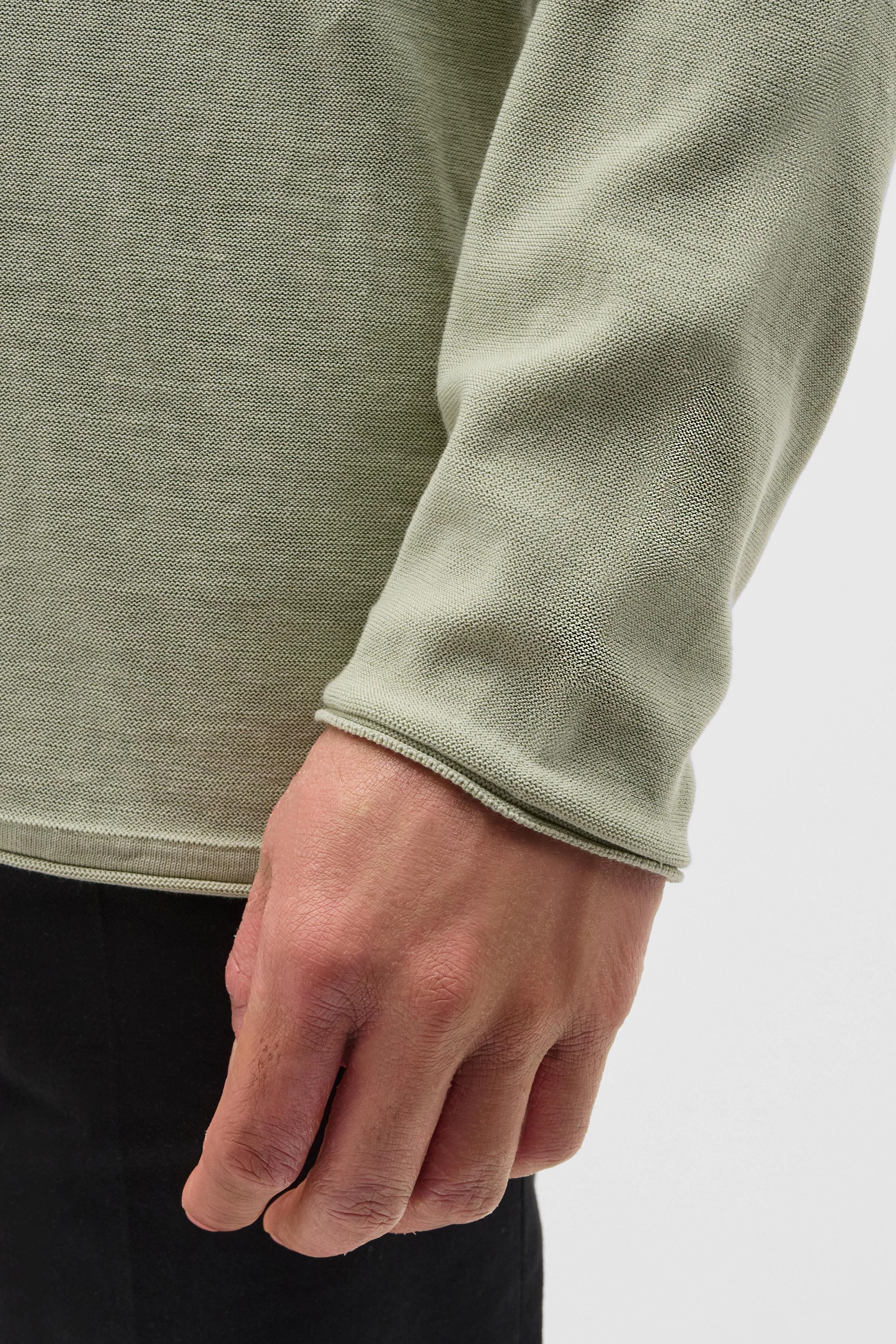 RIK - Pullover mit rollenden Kanten aus reiner Baumwolle - Herren - grün - Seitenansicht