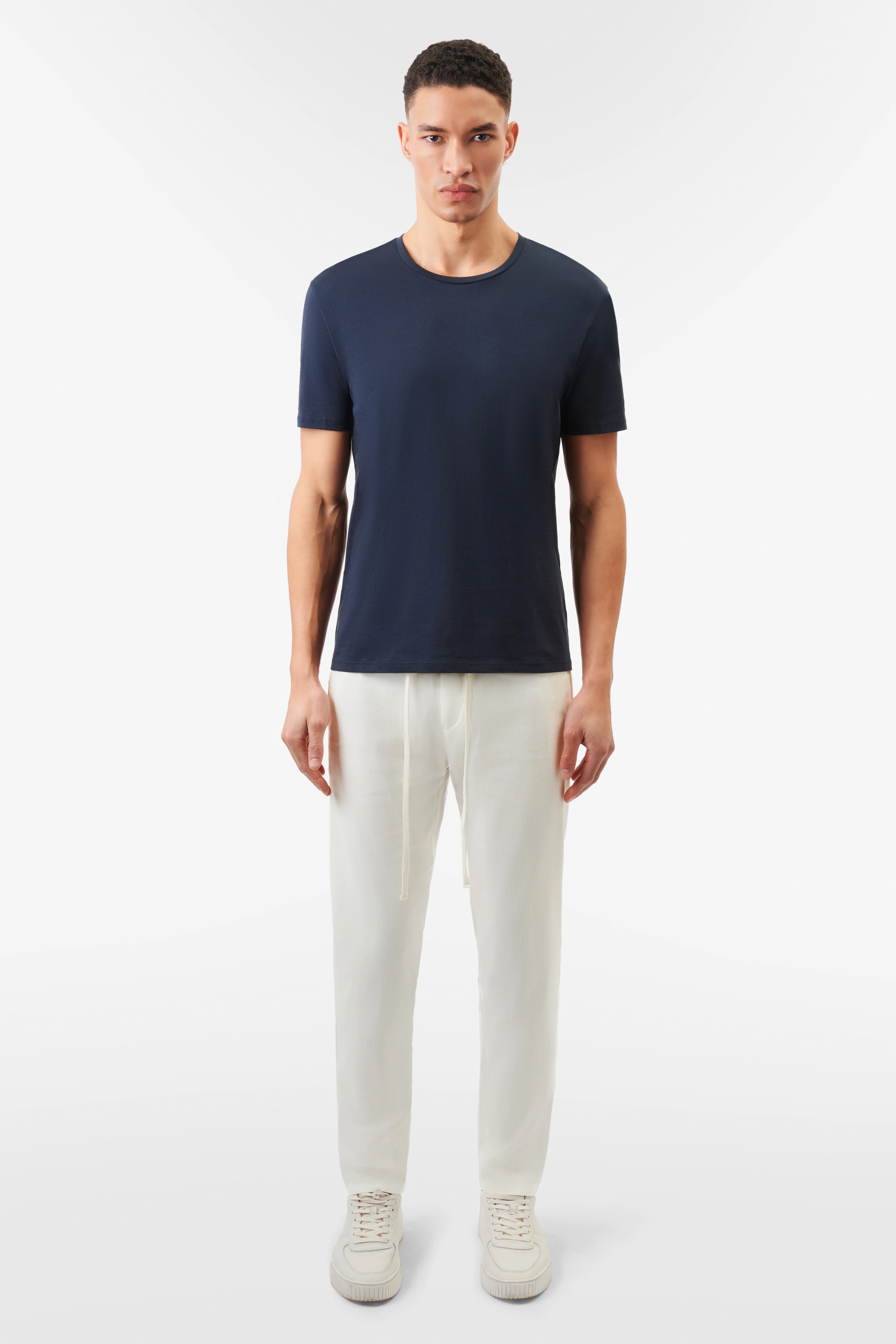 CARLO - regular fit t-shirt van katoen - heren - blauw - Ganzkörper-Frontansicht