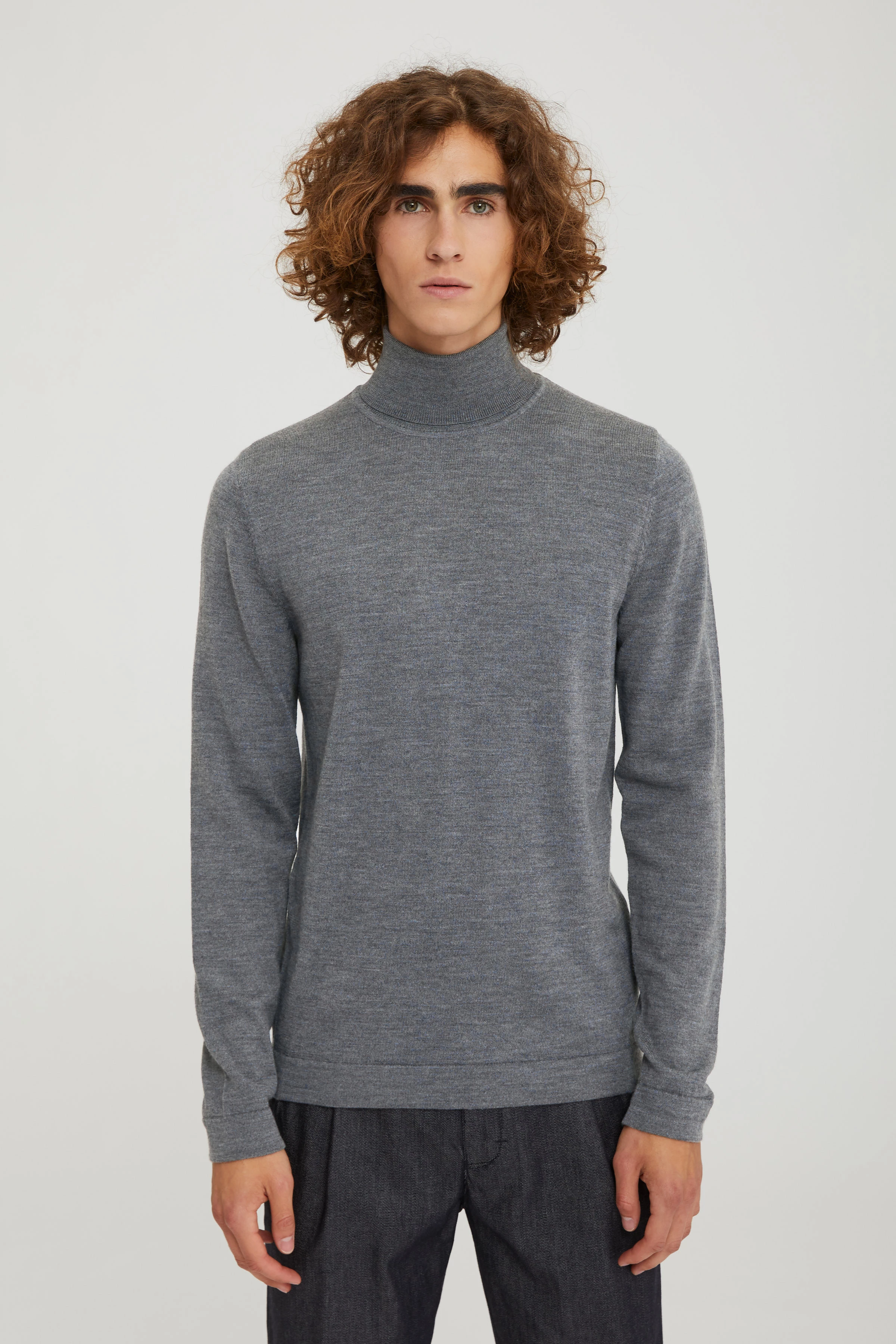 JOEY - Trui van zuiver wol - heren - grijs - Frontansicht