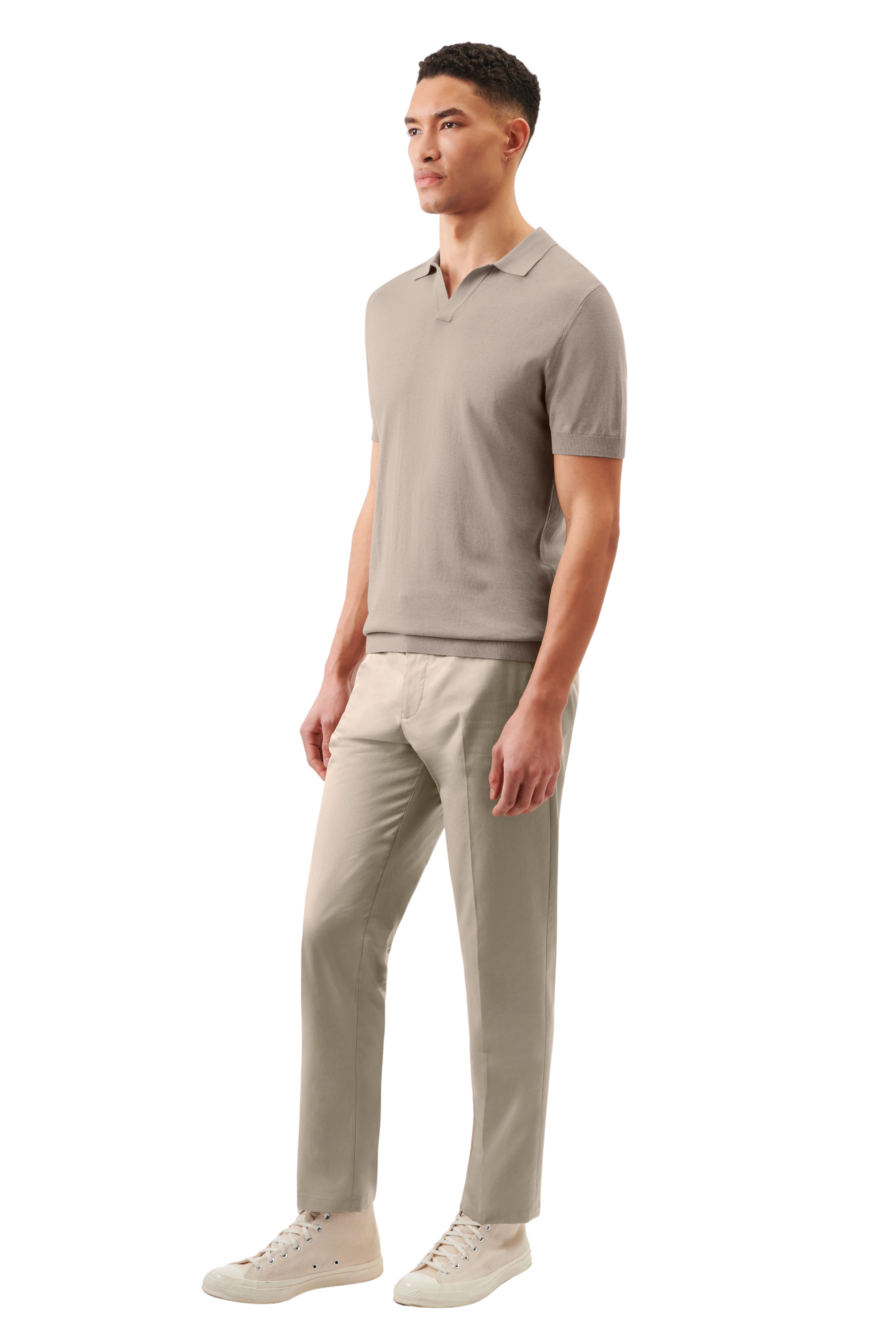 BRAIAN - Gebreide polo in zijde-katoenmix - heren - beige - Freisteller Platzhalter