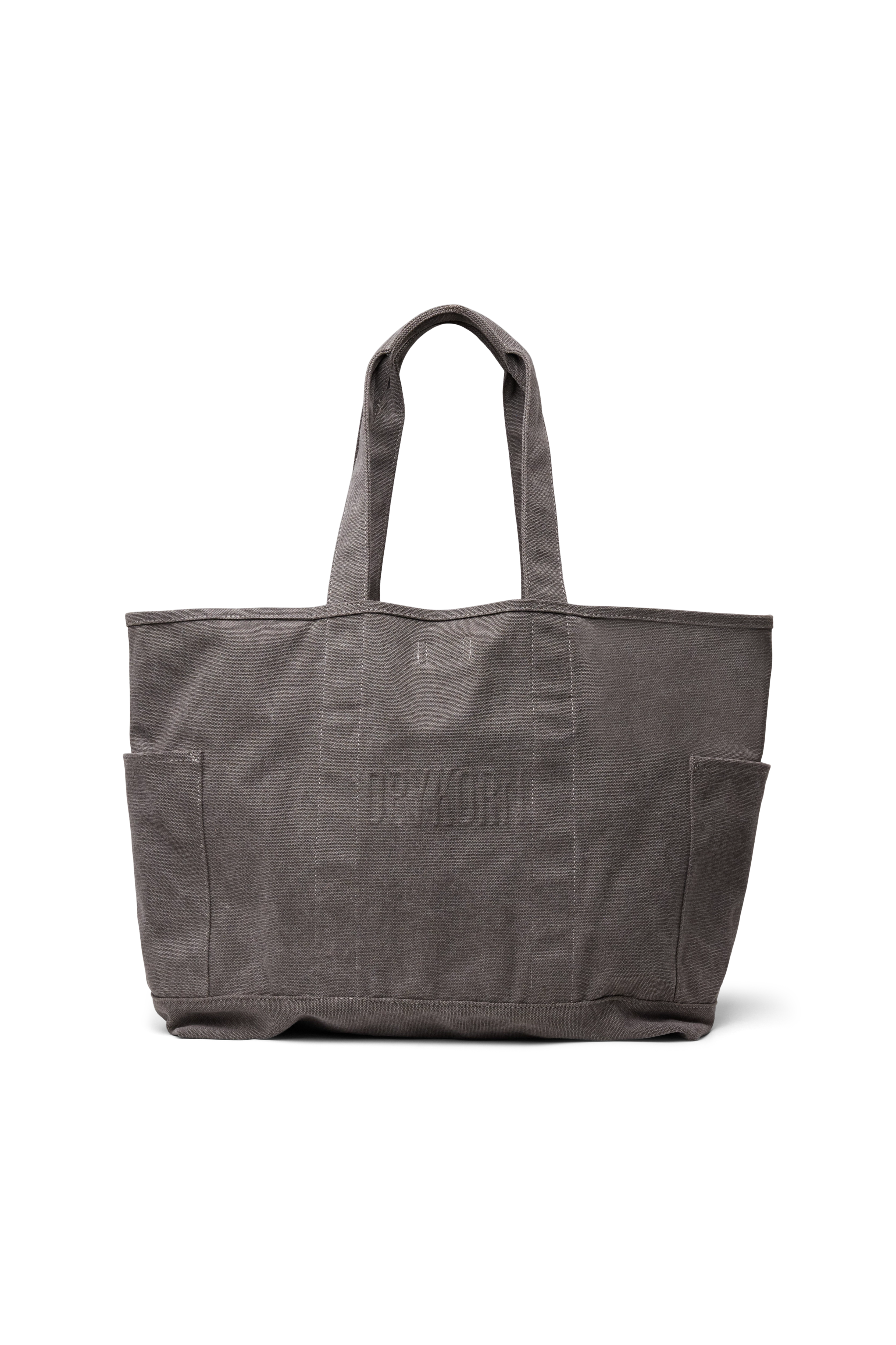 JELON - Spacious cotton shopper with vintage look - unisex - grey - Freisteller Rückansicht