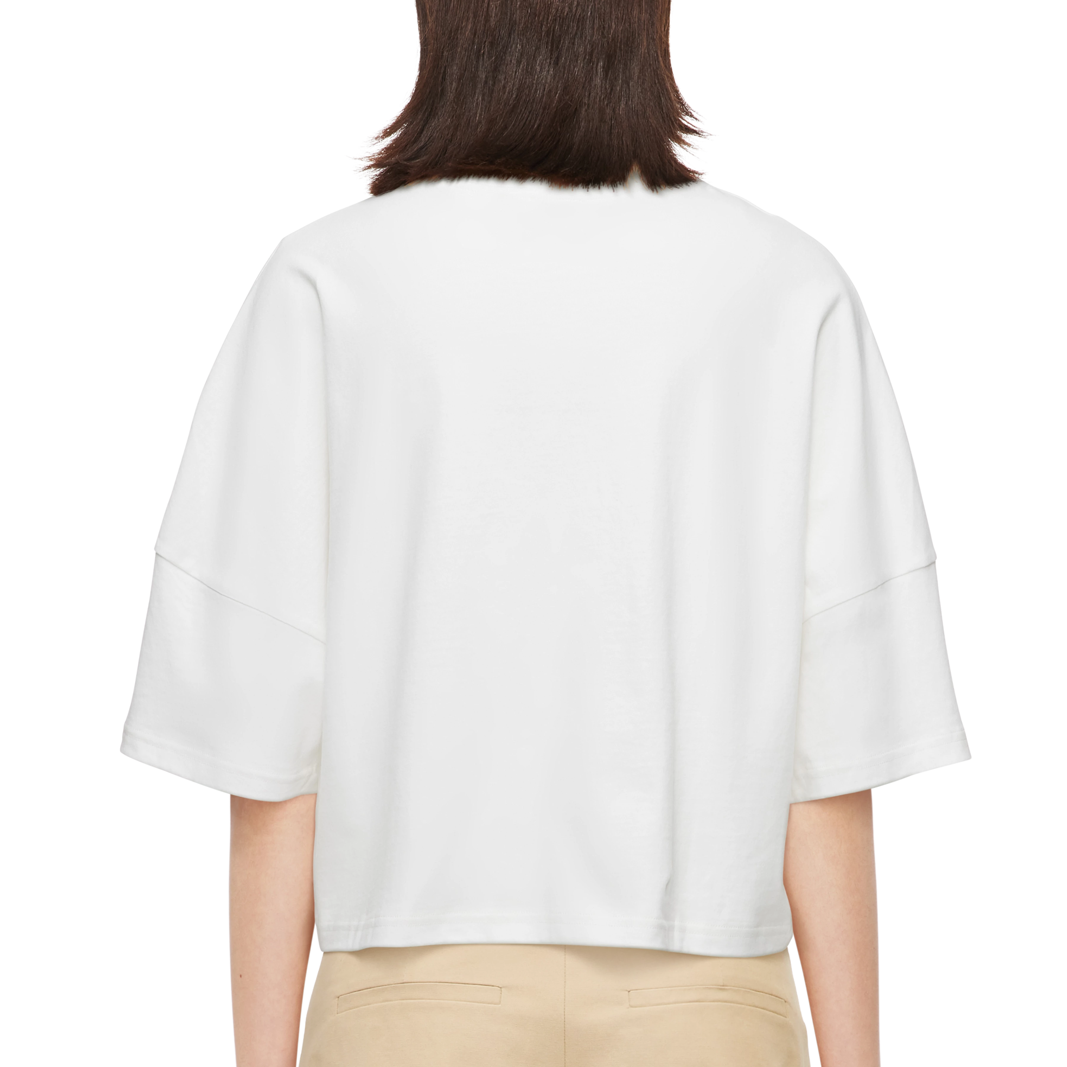 KUSIA - Verkürztes T-Shirt in gewaschener Optik - Damen - off white - Detailansicht am Model