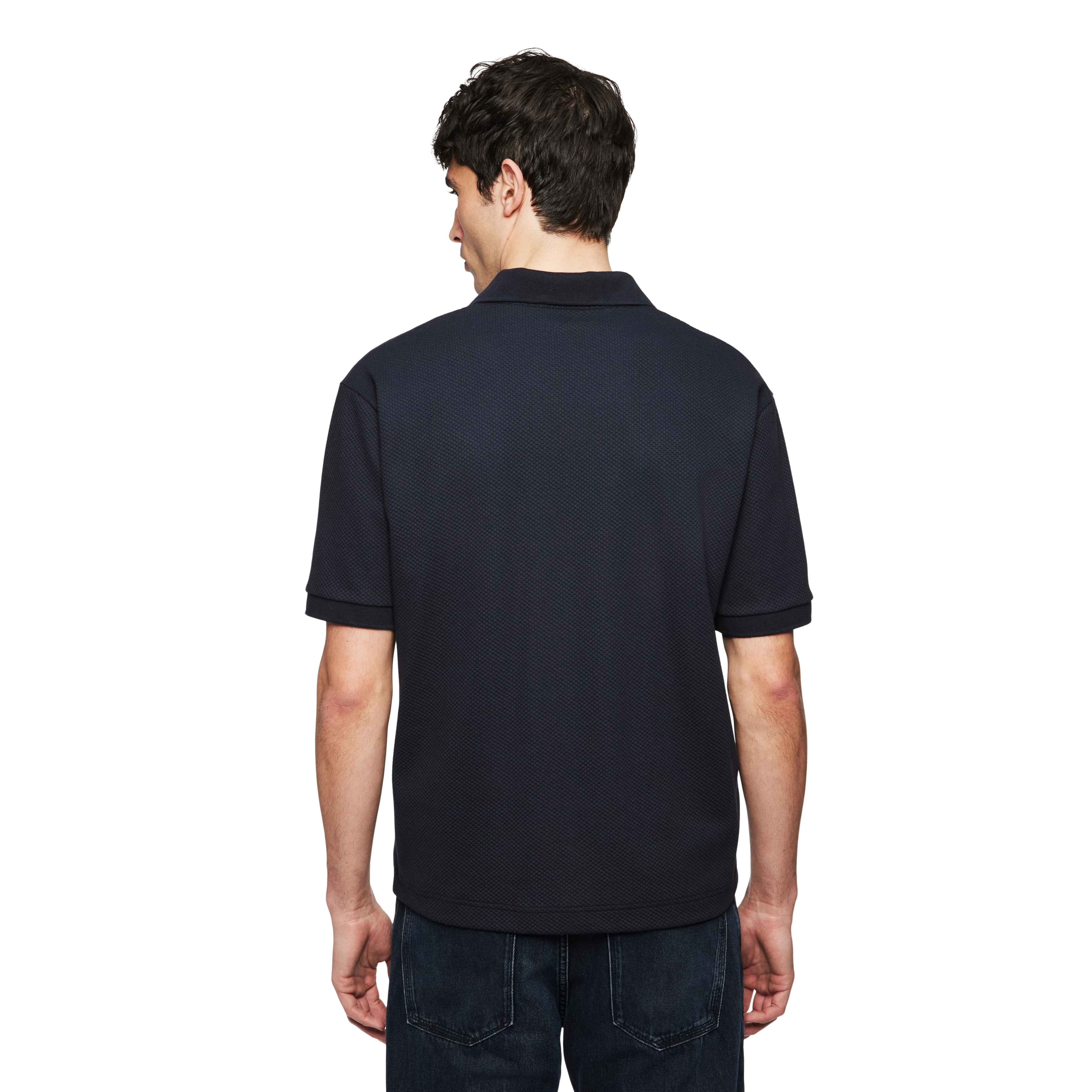 ACAYO - Casual polo in katoenmix - heren - blauw - Rückansicht