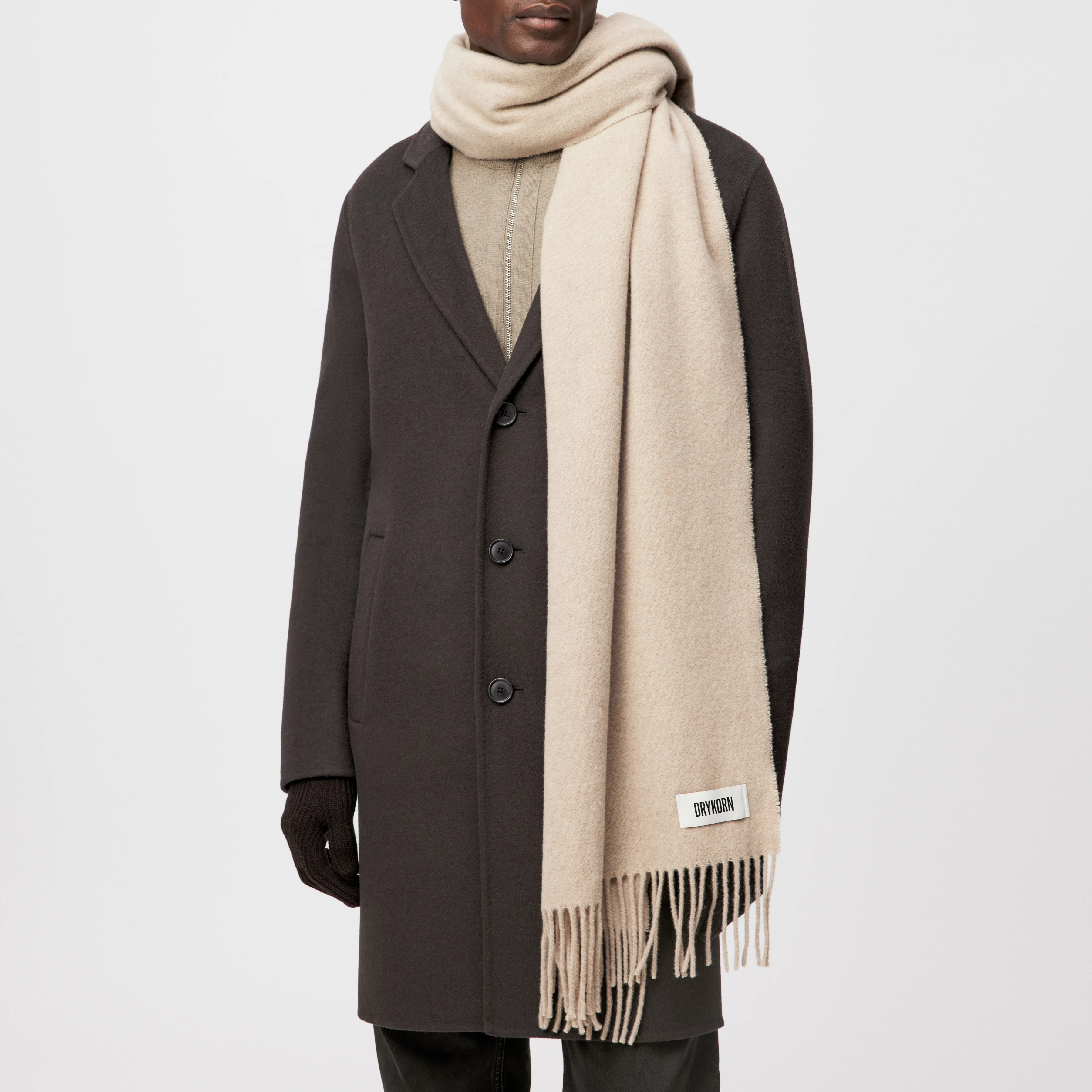 GAZE_4 - Schal in Wolltwill - Unisex - beige - Frontansicht