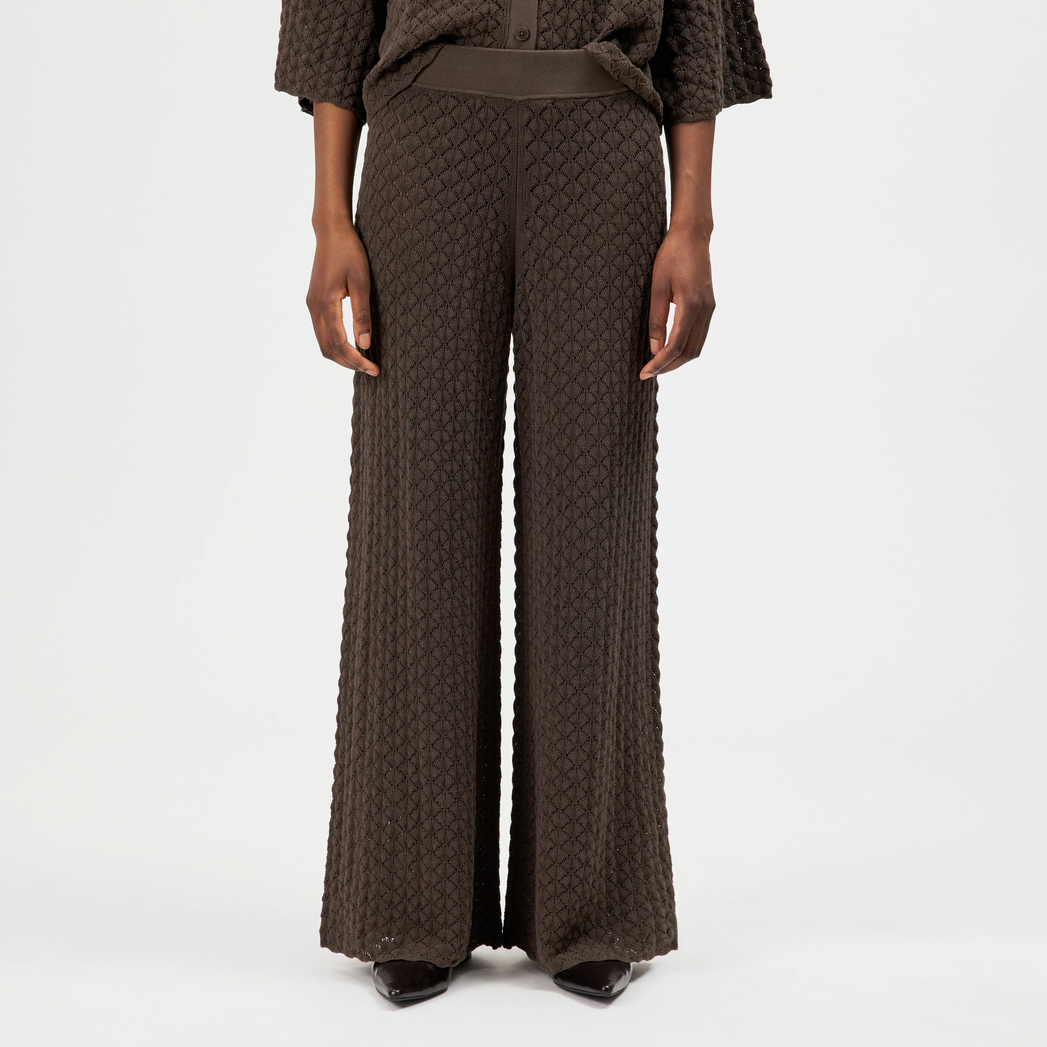 TINKO - Pantalon Marlene en maille structurée coton - women - marron - Frontansicht