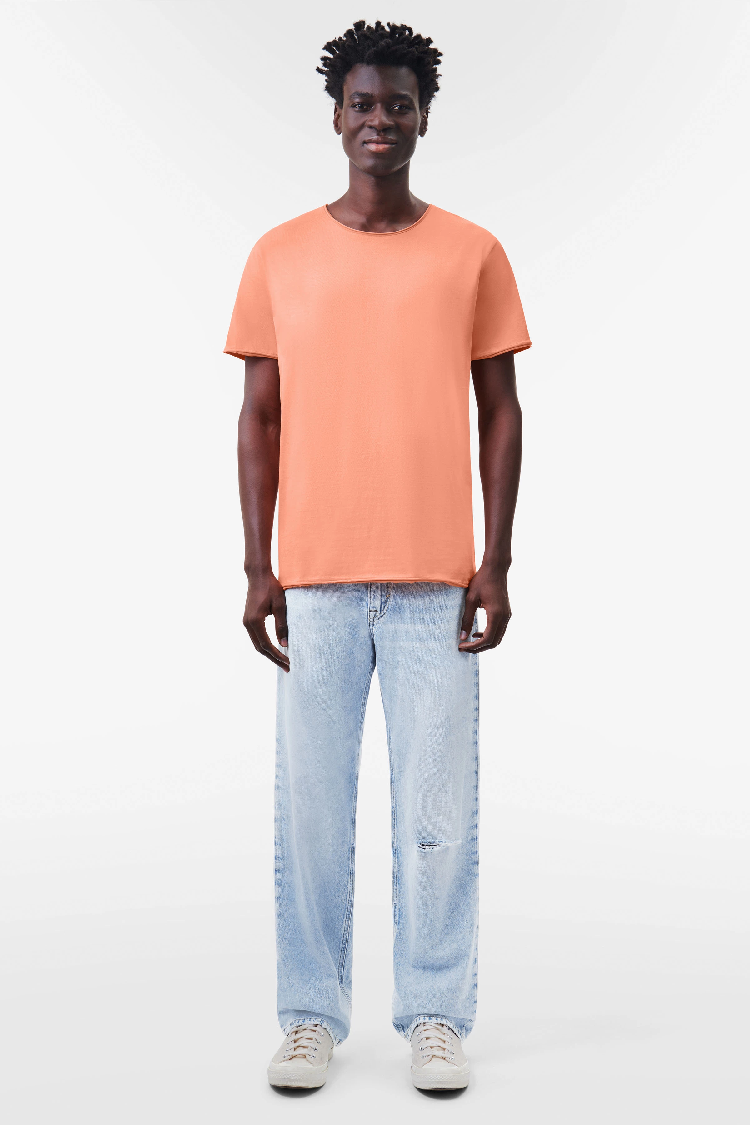 KENDRICK - Lockeres T-Shirt in reiner Baumwolle - Herren - orange - Ganzkörper-Frontansicht