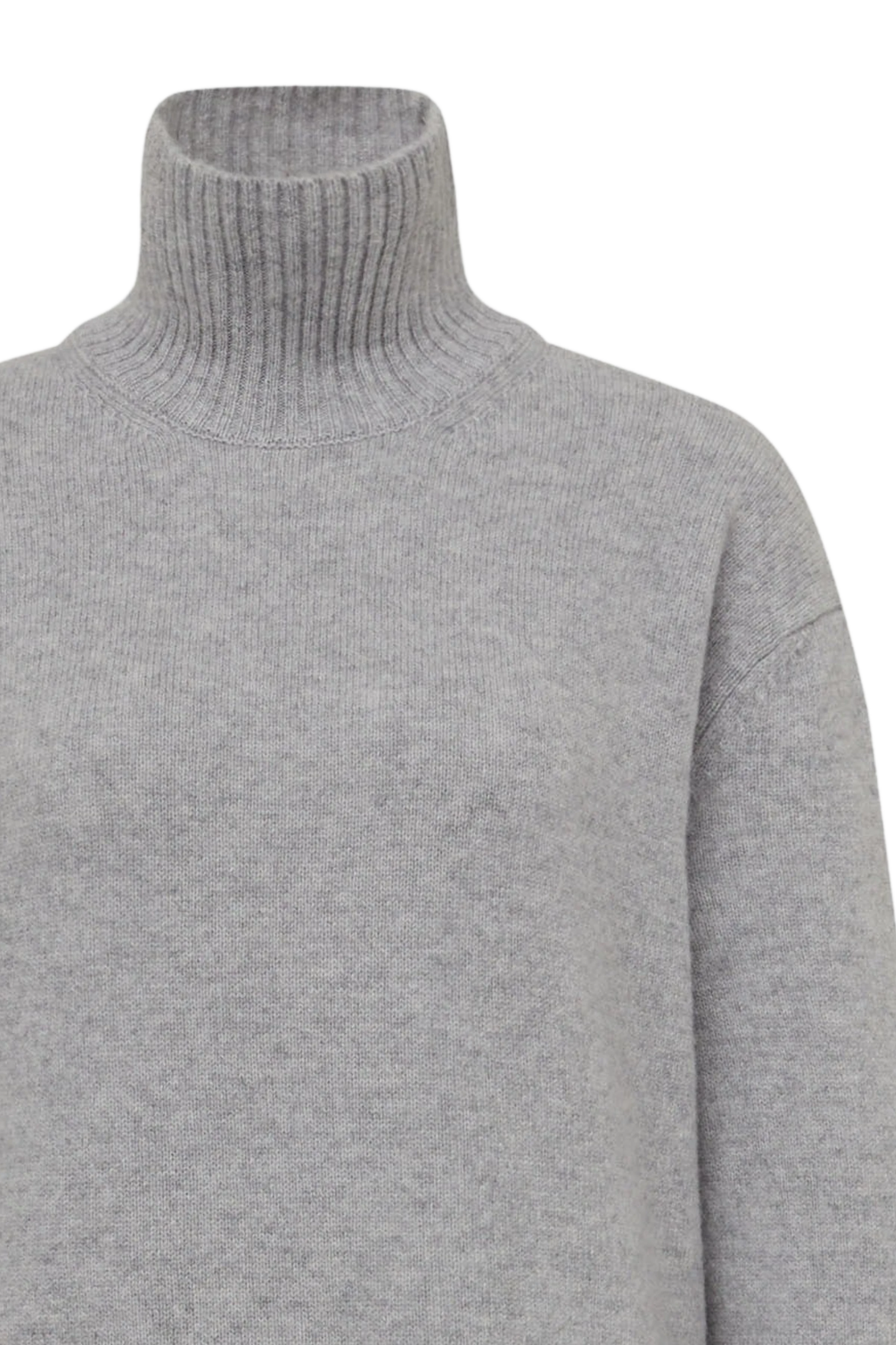 SASTERA - Midi-Strickkleid aus Schurwolle - Damen - grau - Freisteller Detailansicht