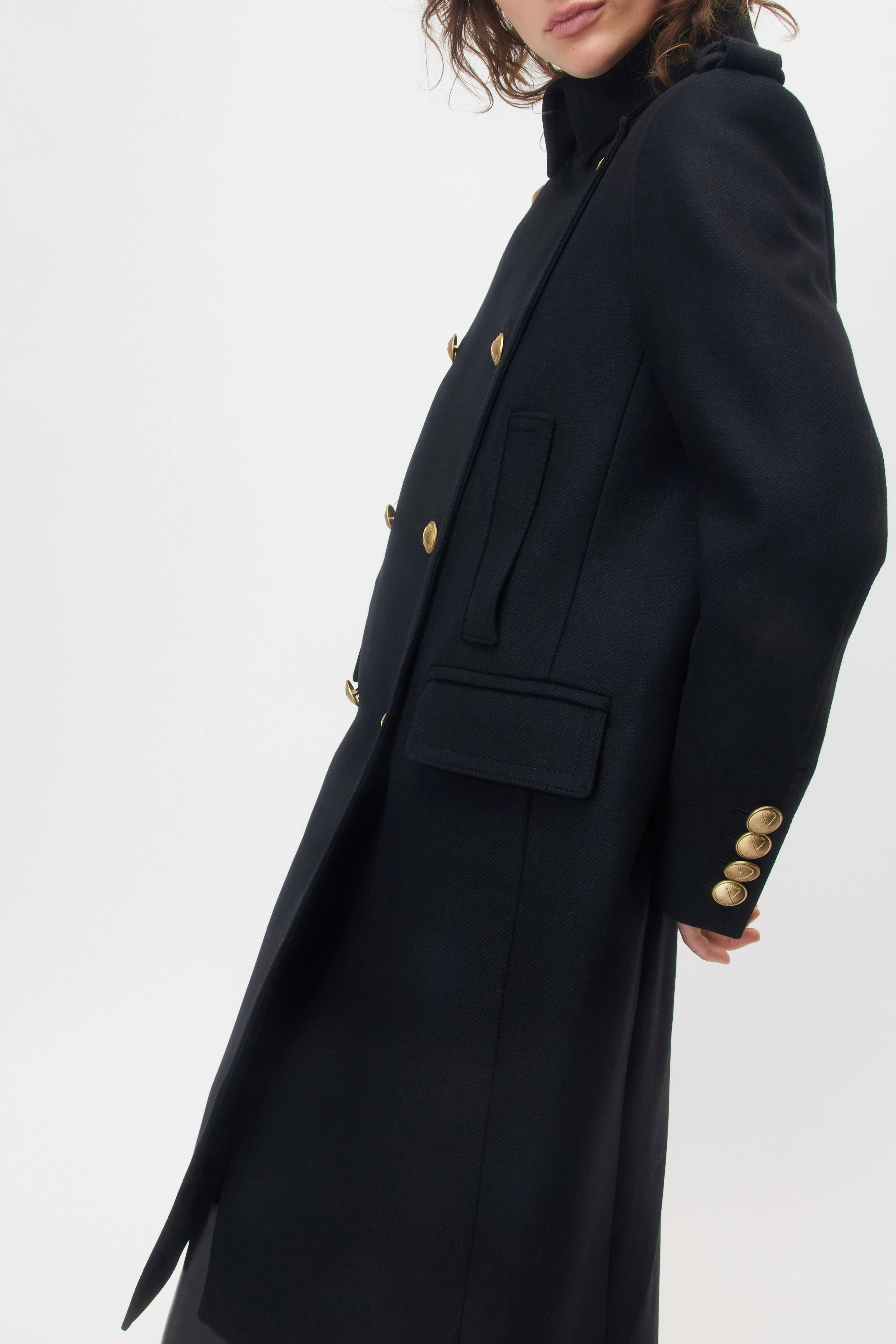 HAWDON_2 - manteau militaire en mélange de laine - women - noir - Detailansicht am Model