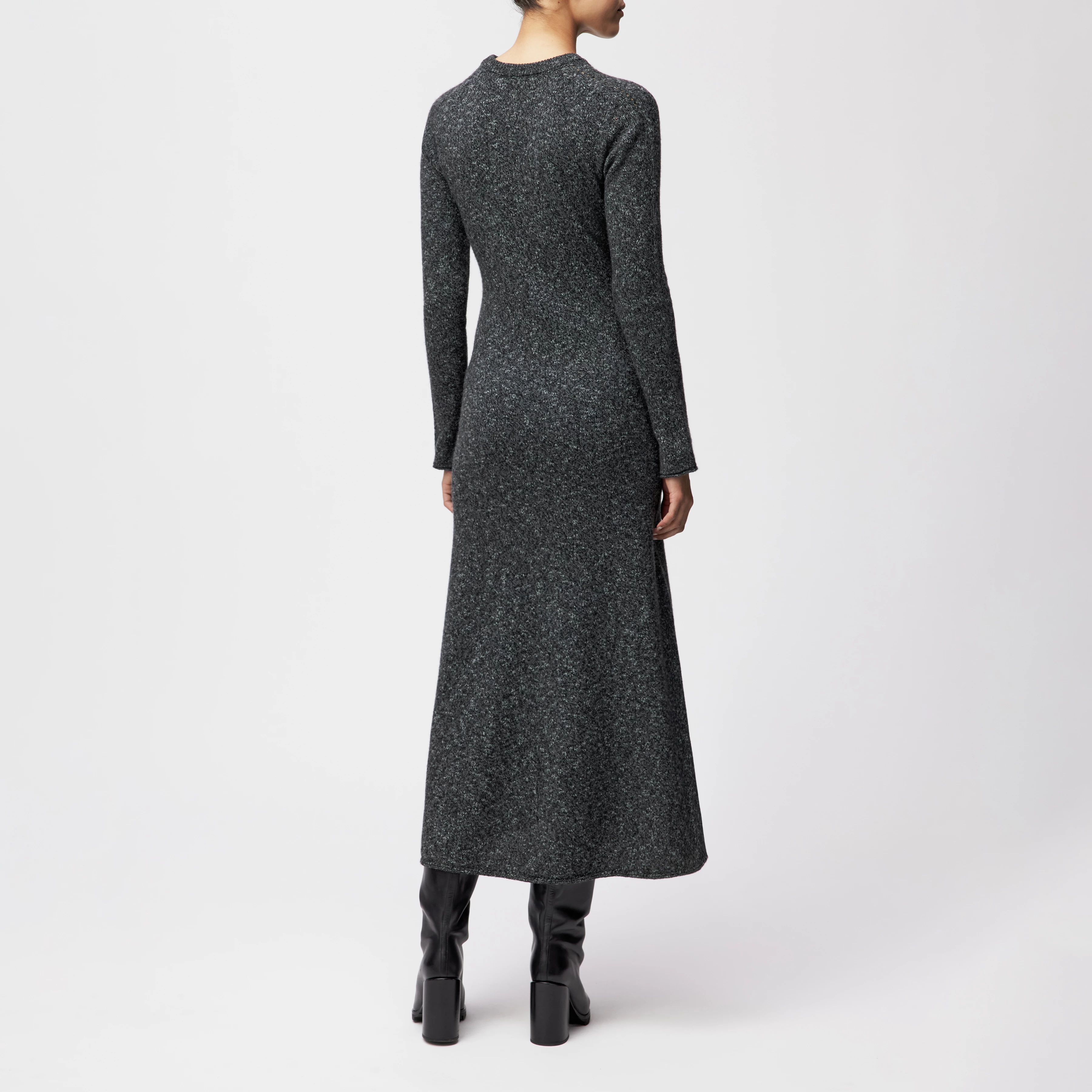 BRIANNA - Knitted dress in wool-cotton blend - women - grey - Rückansicht