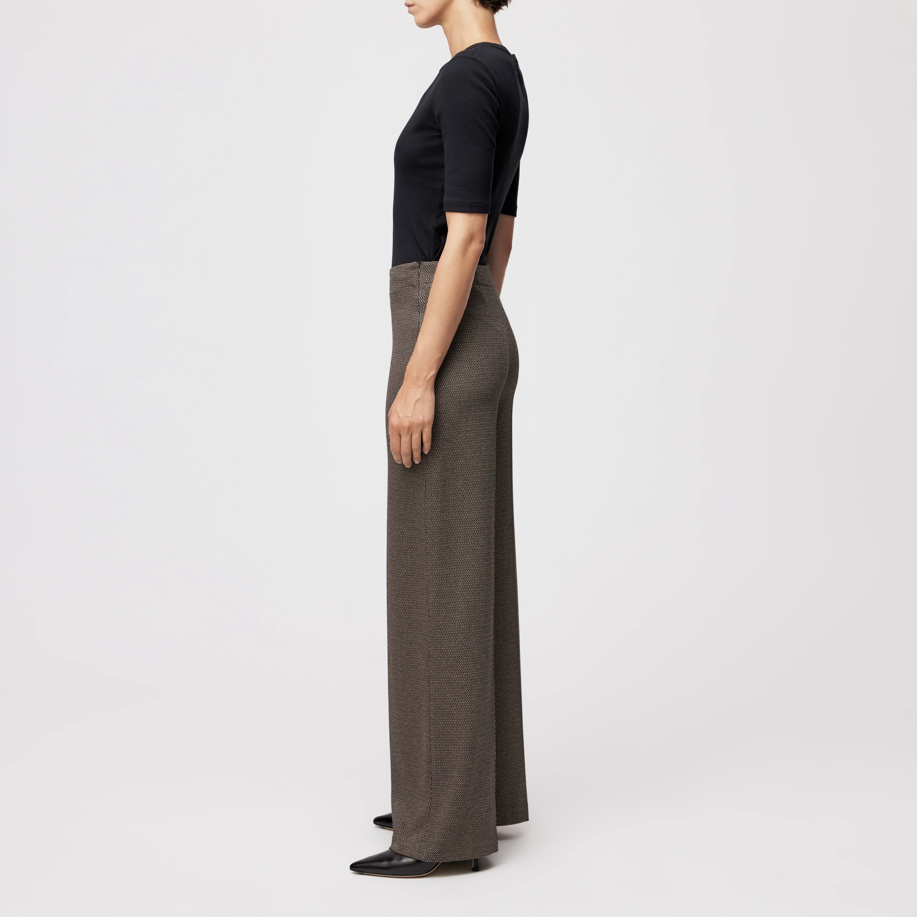 BEFORE - Marlenehose in Jacquard - Damen - braun - Seitenansicht