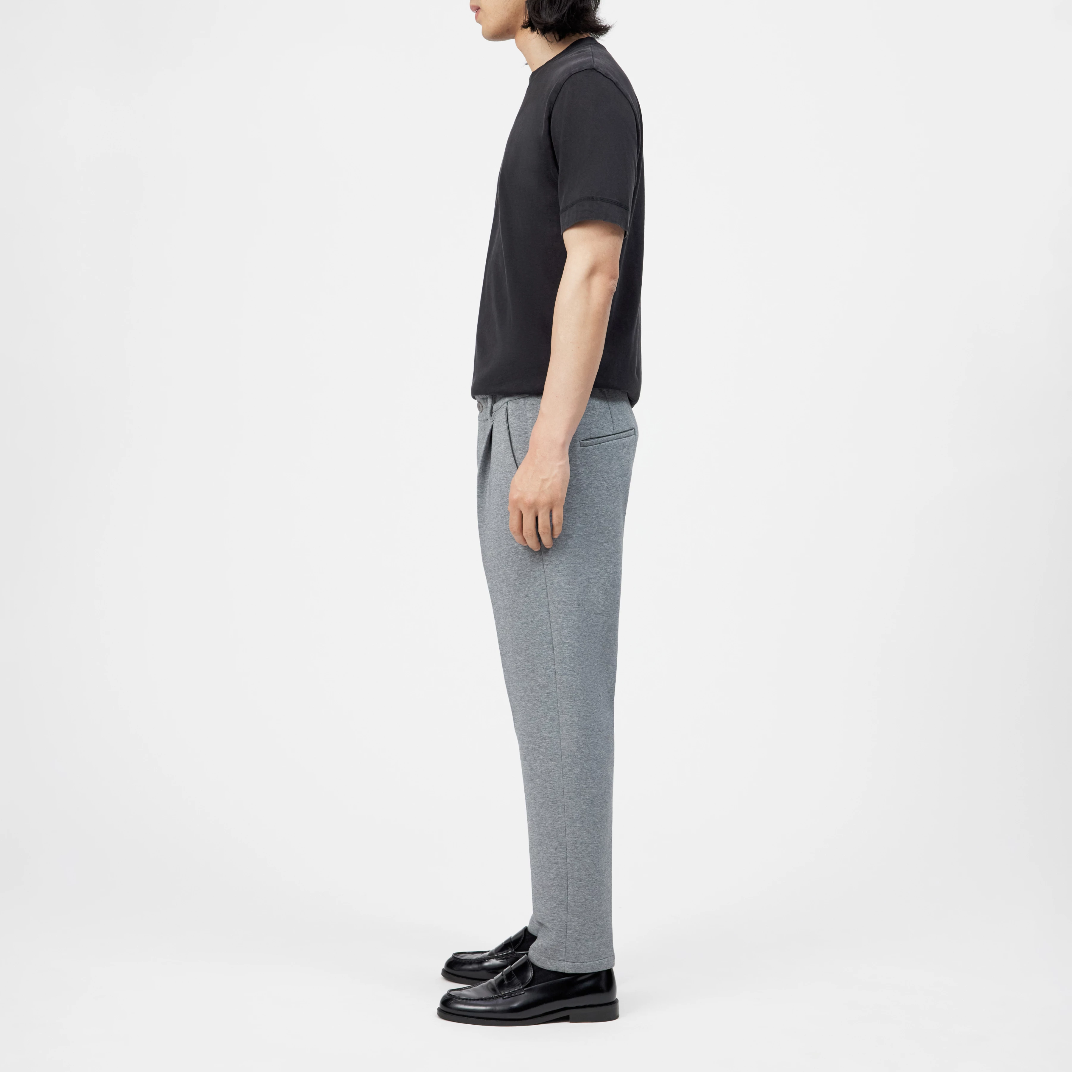 CHASY - Casual trousers with pleats in cotton blend - men - grey - Seitenansicht