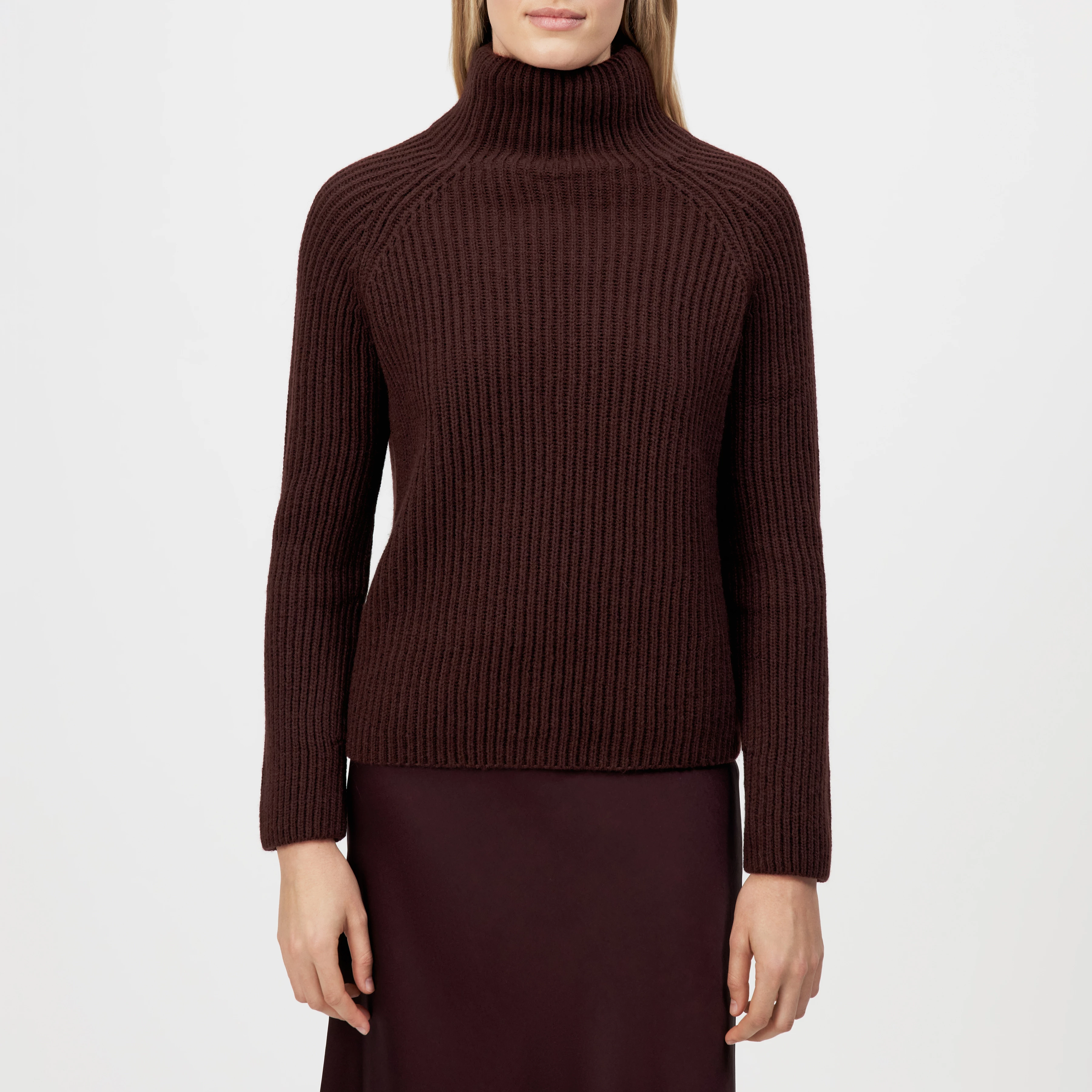 ARWEN - Pull à col roulé en laine et alpaga - women - rouge - Frontansicht