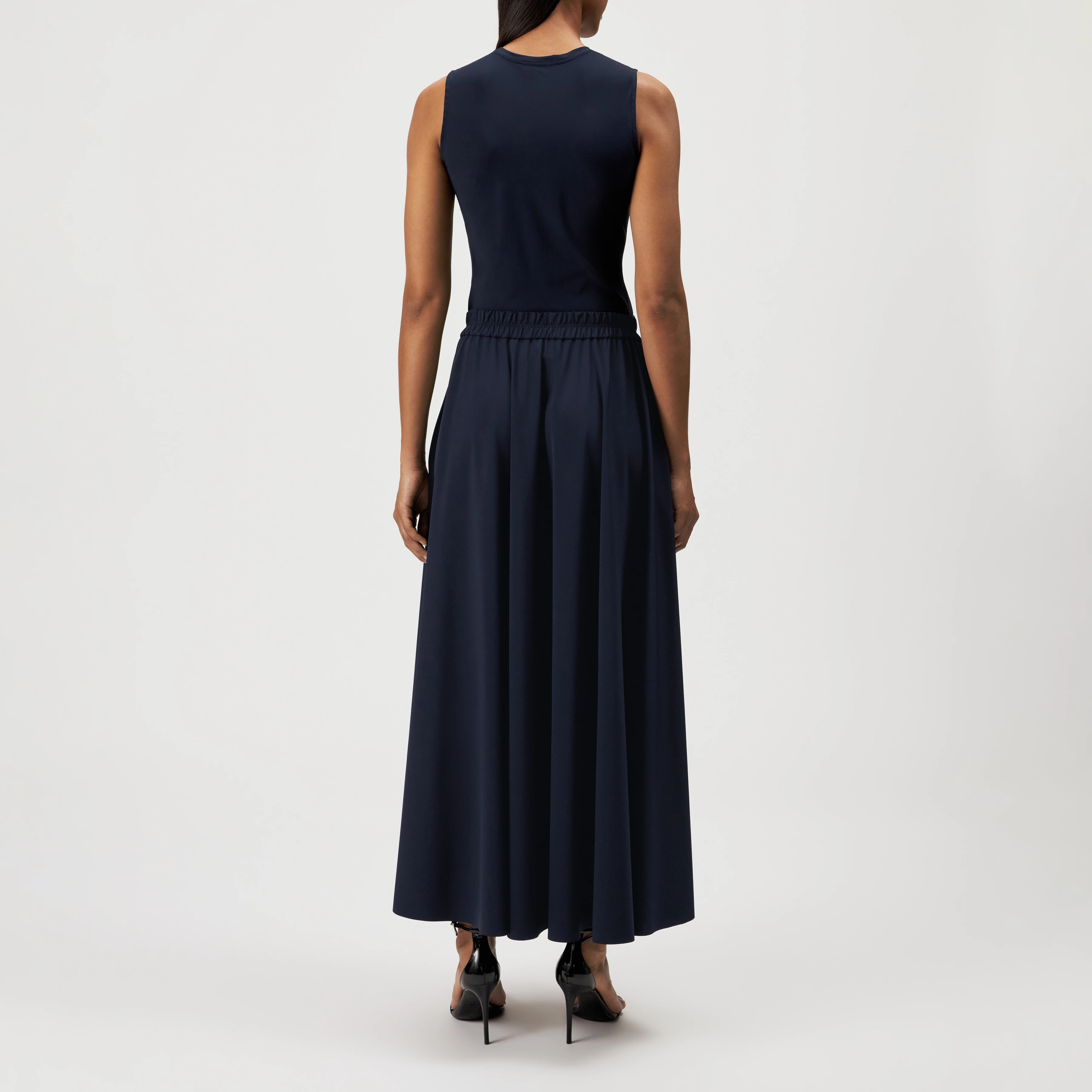 QERIME - Jupe évasée en jersey - women - bleu - Rückansicht