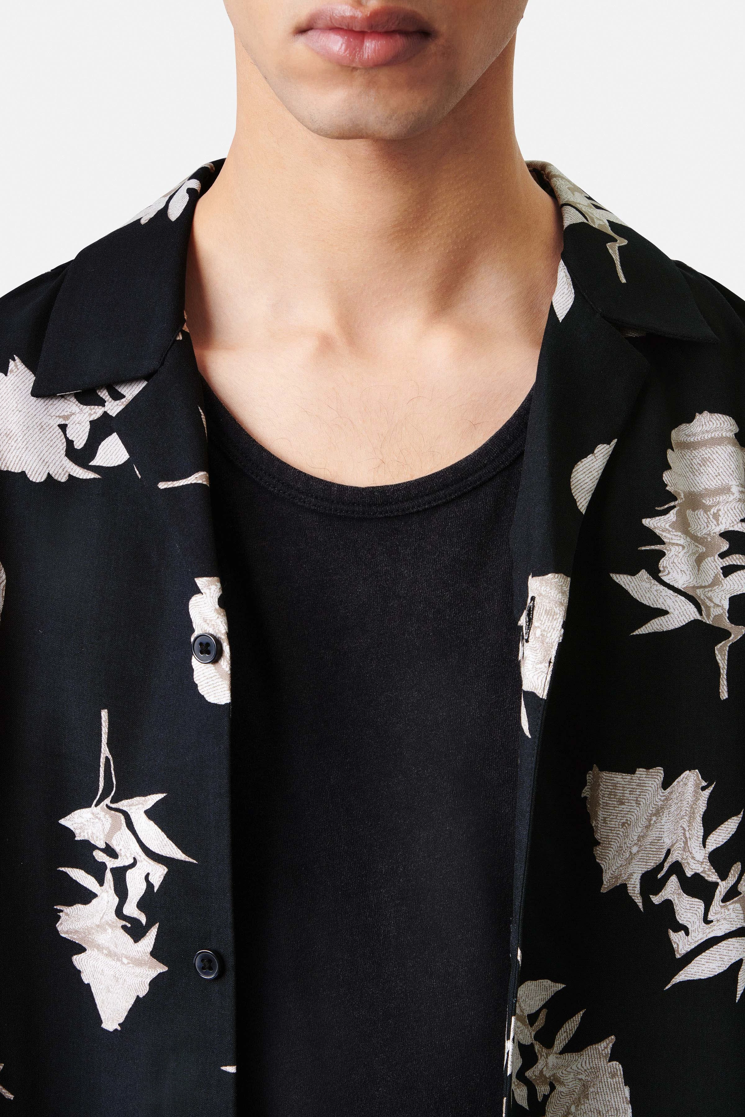 BIJAN_2 - Casual Kurzarm Hemd in Viskose - Herren - schwarz - Seitenansicht