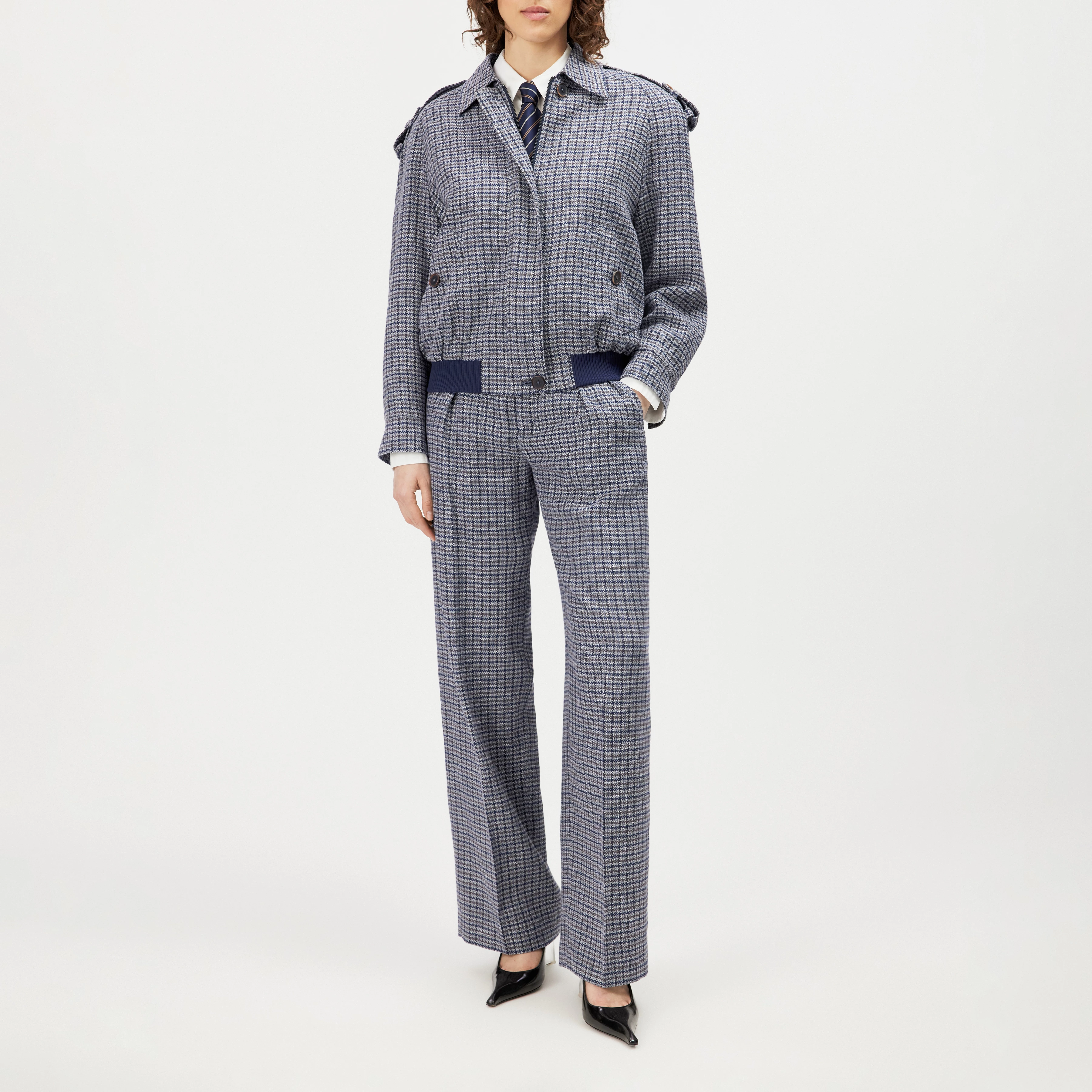 DUNDALE - Oversized Bomberjacke in Baumwoll-Leinen-Mix - Damen - blau - Ganzkörper-Frontansicht