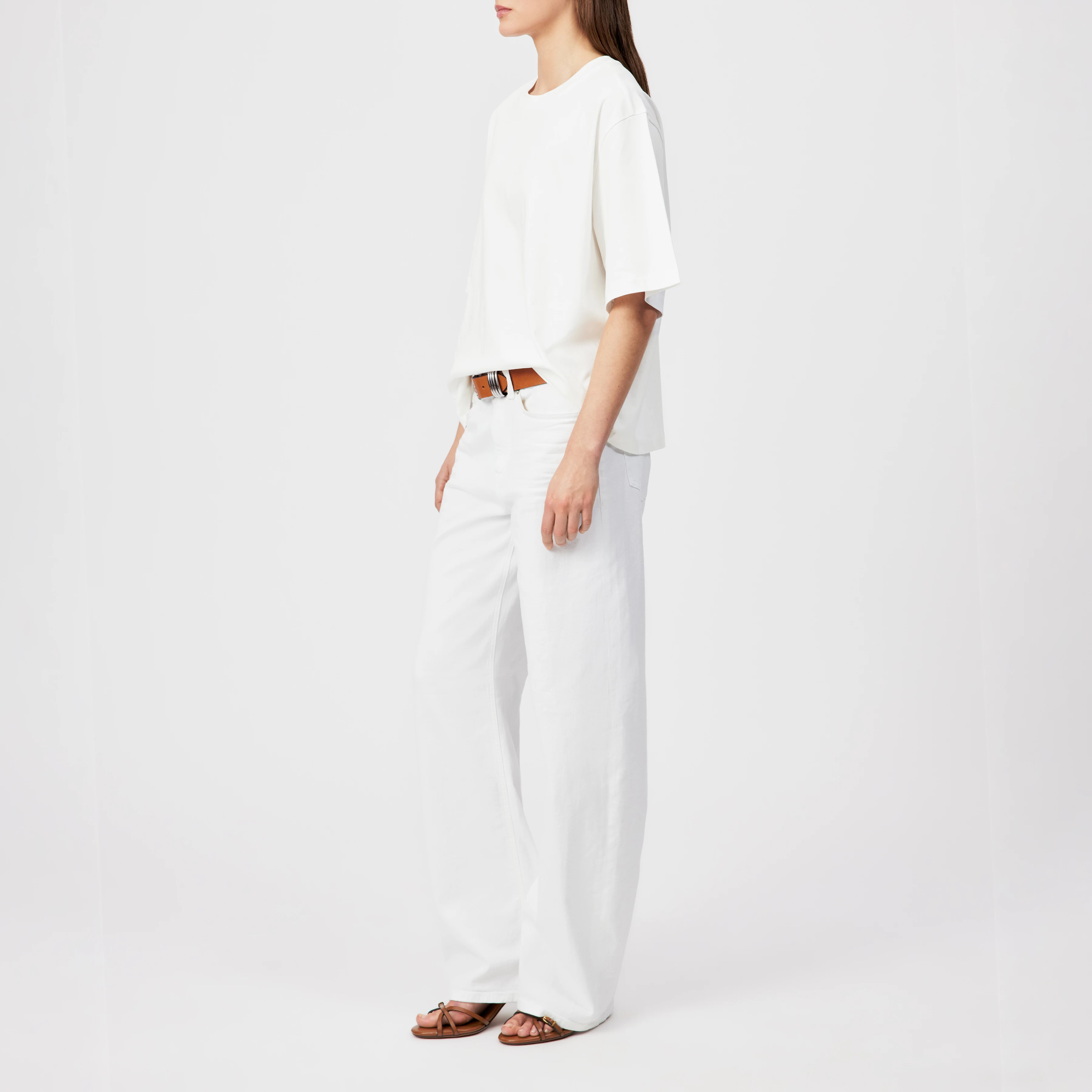 PINARA - Boxy oversized T-shirt in pure cotton - women - white - Seitenansicht