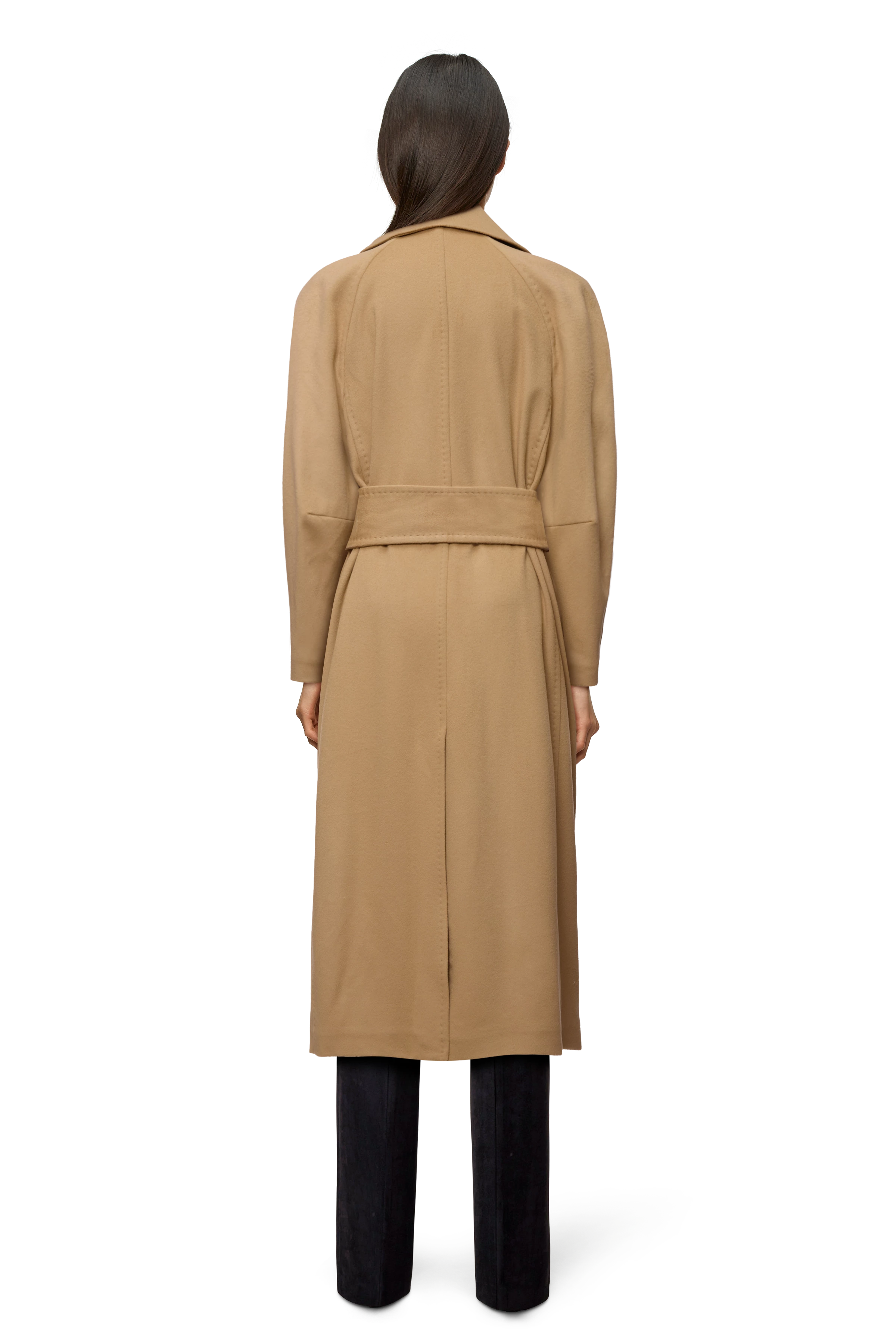 ALPERTON_3 - Coat with wide tie belt in cashmere mix - women - brown - Rückansicht