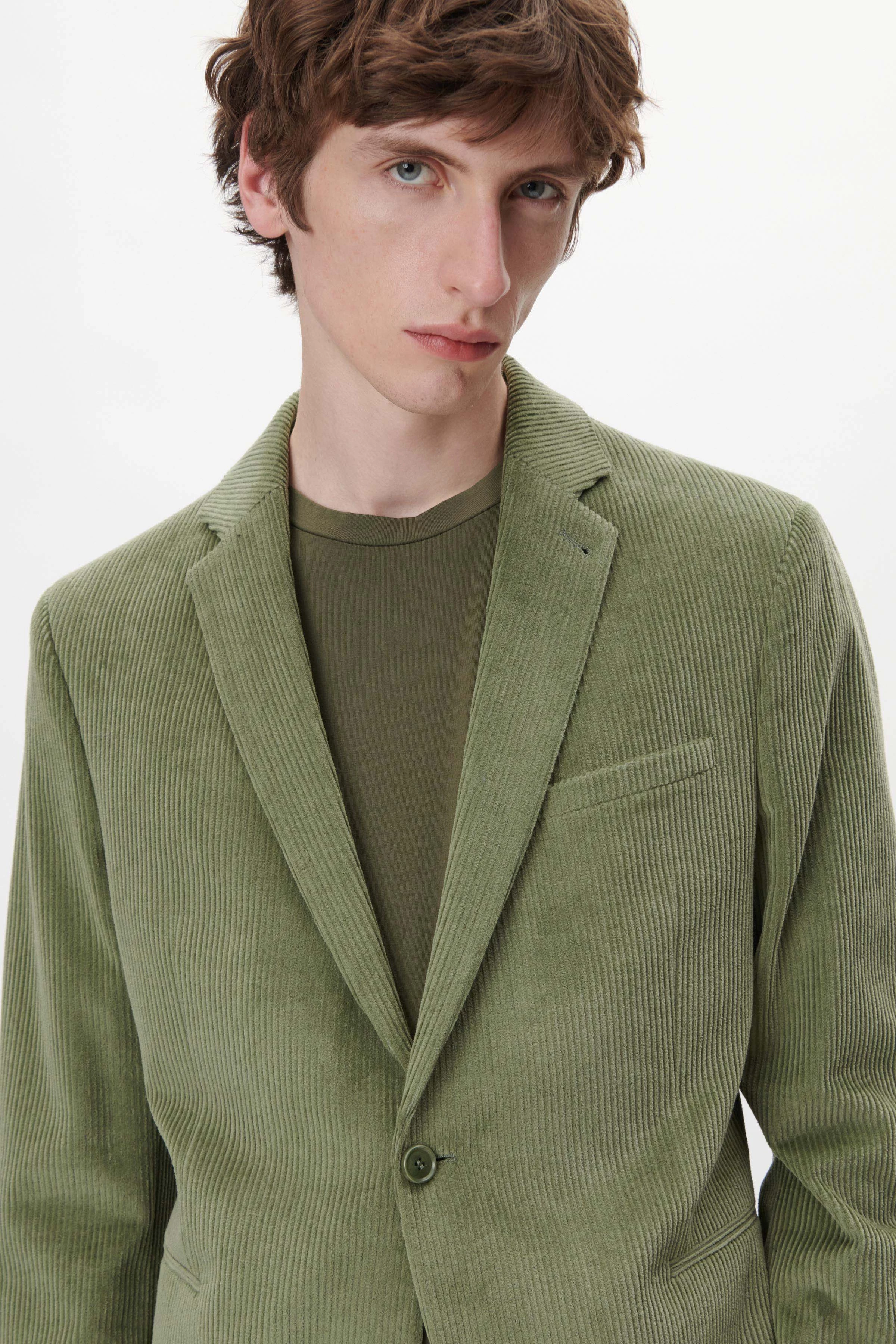 HORLEY - Slim Fit Sakko mit fallendem Revers in Cord - Herren - grün - Seitenansicht