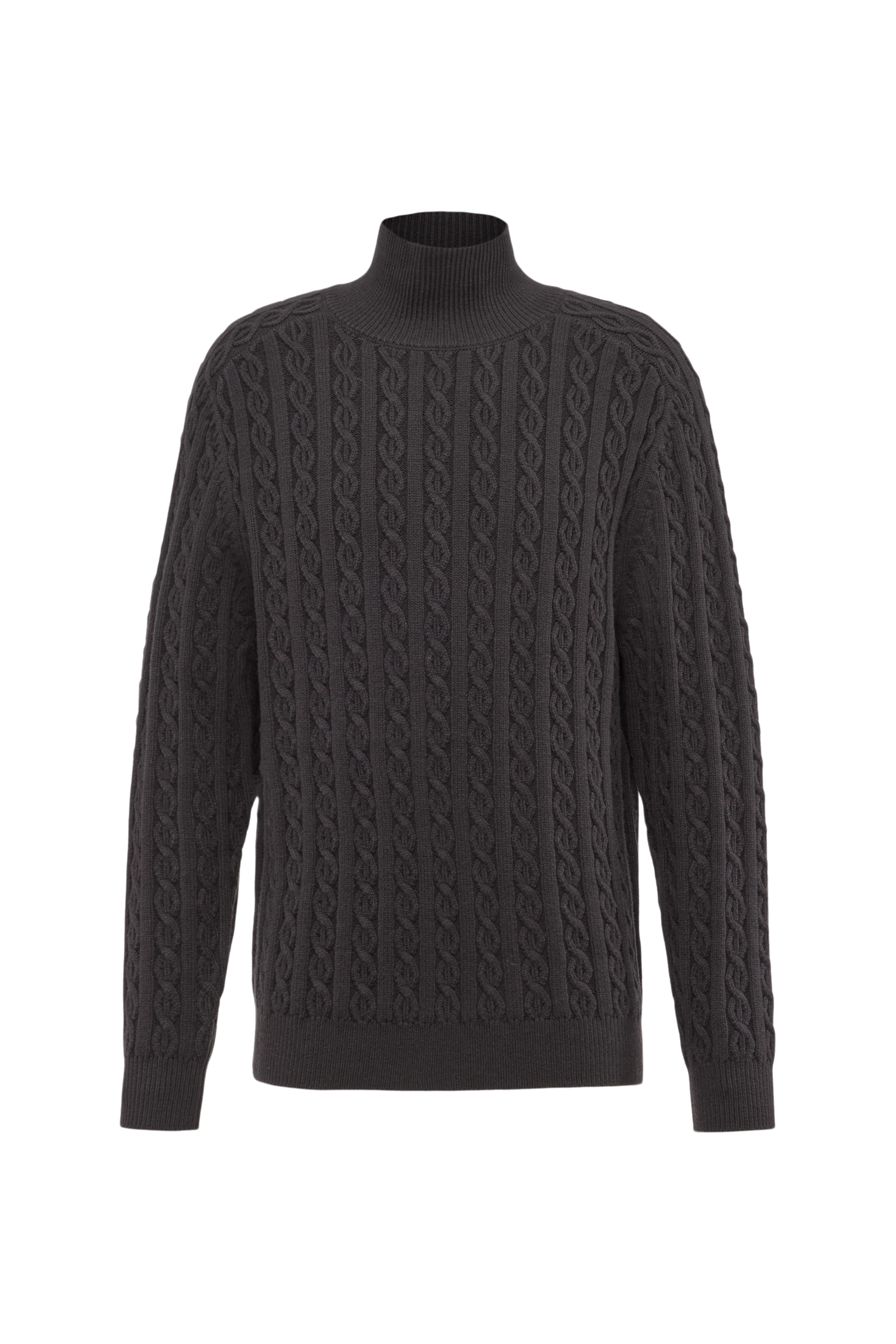 EDDARD - Pullover mit Stehkragen in Baumwoll-Mix - Herren - braun - Freisteller Frontansicht