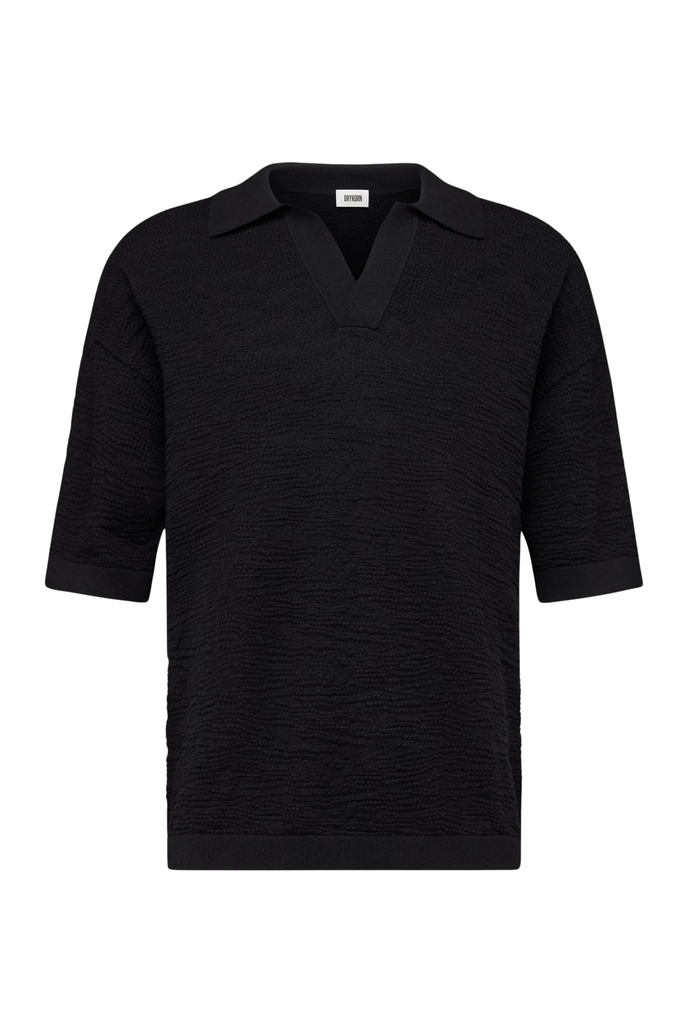 Men knit polo shirt LAURENZZO in black from DRYKORN