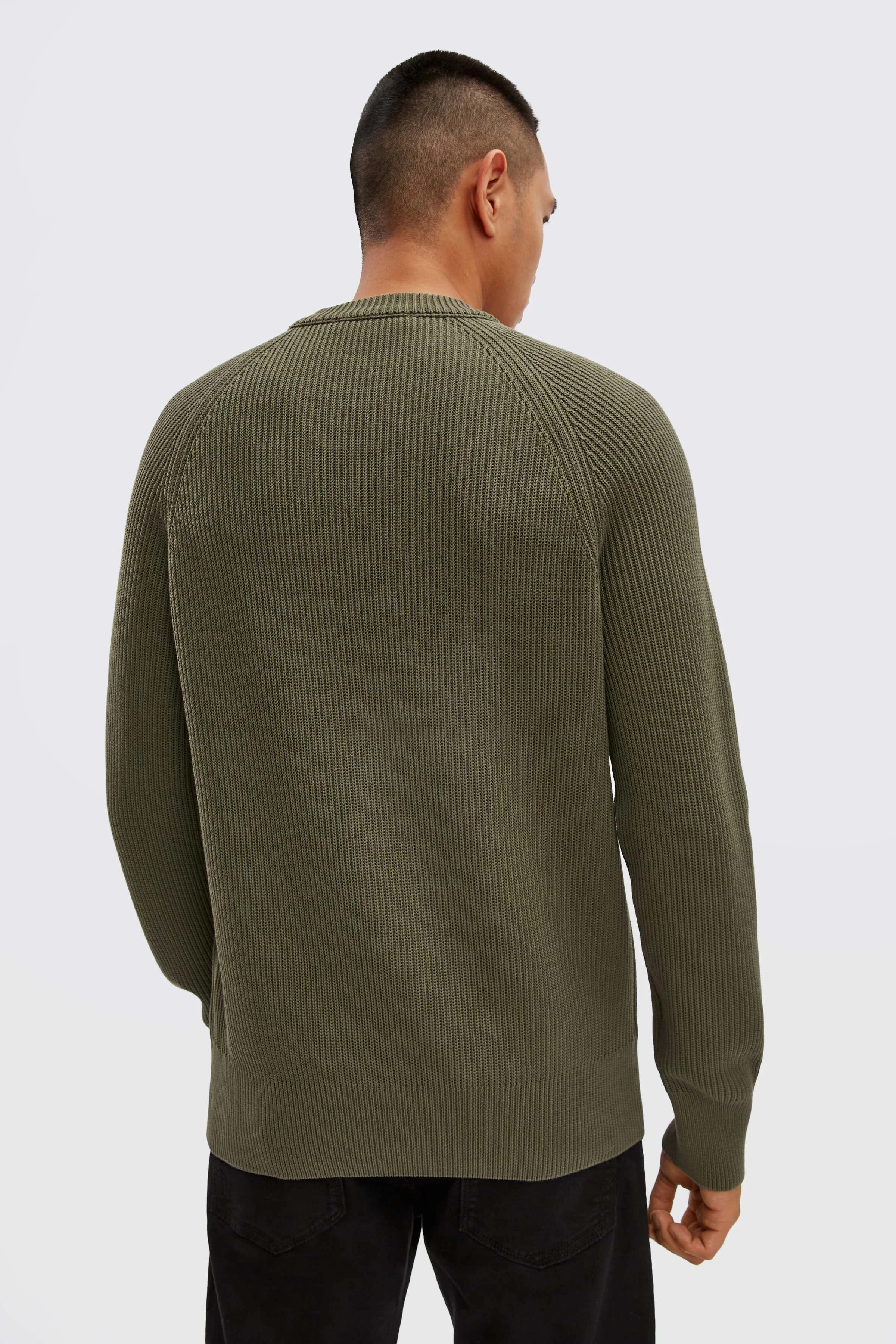 AARON - Pull en coton raglan - men - olive - Rückansicht