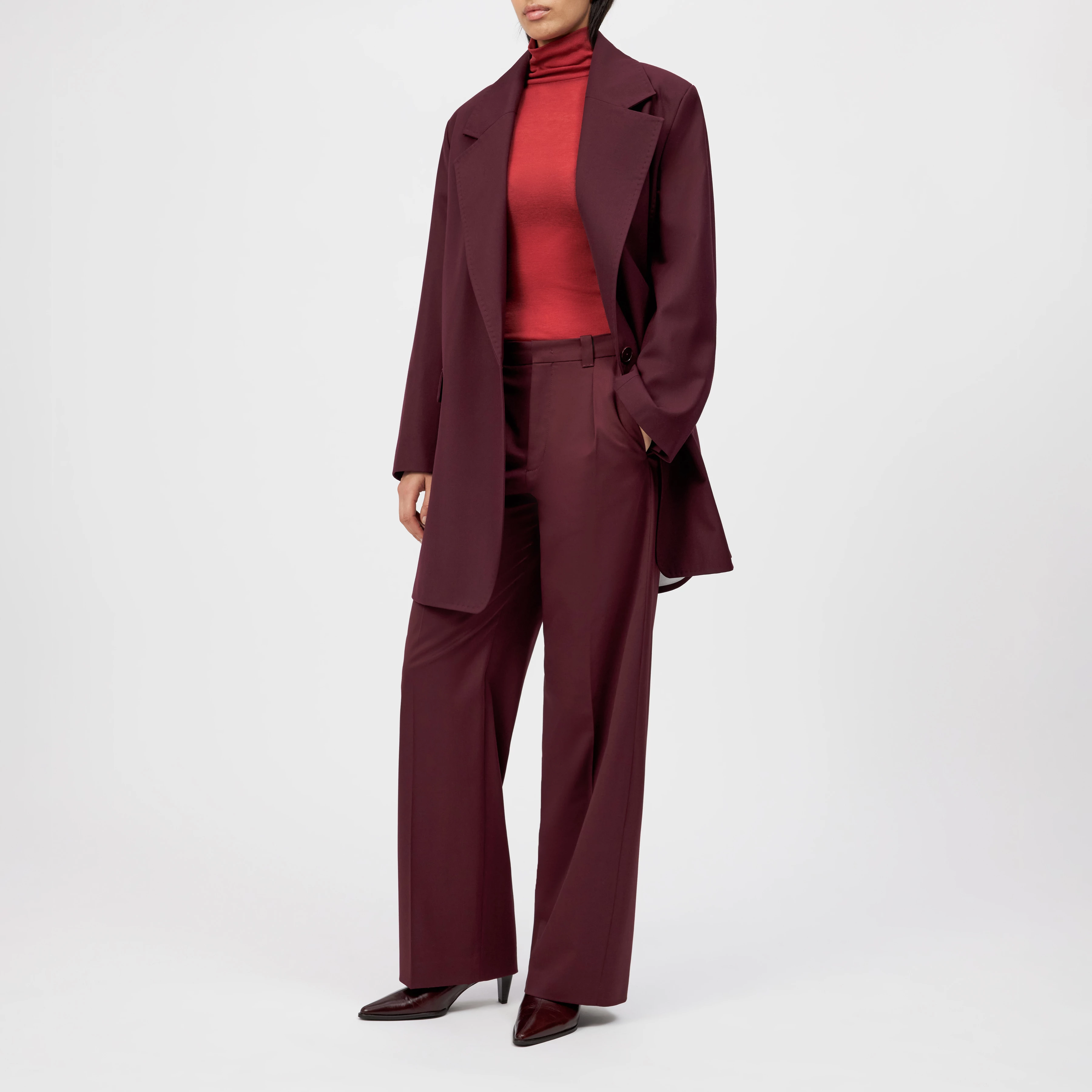 WESTOW - Oversized Mantel mit Reverskragen in Woll-Mix - Damen - rot - Ganzkörper-Frontansicht