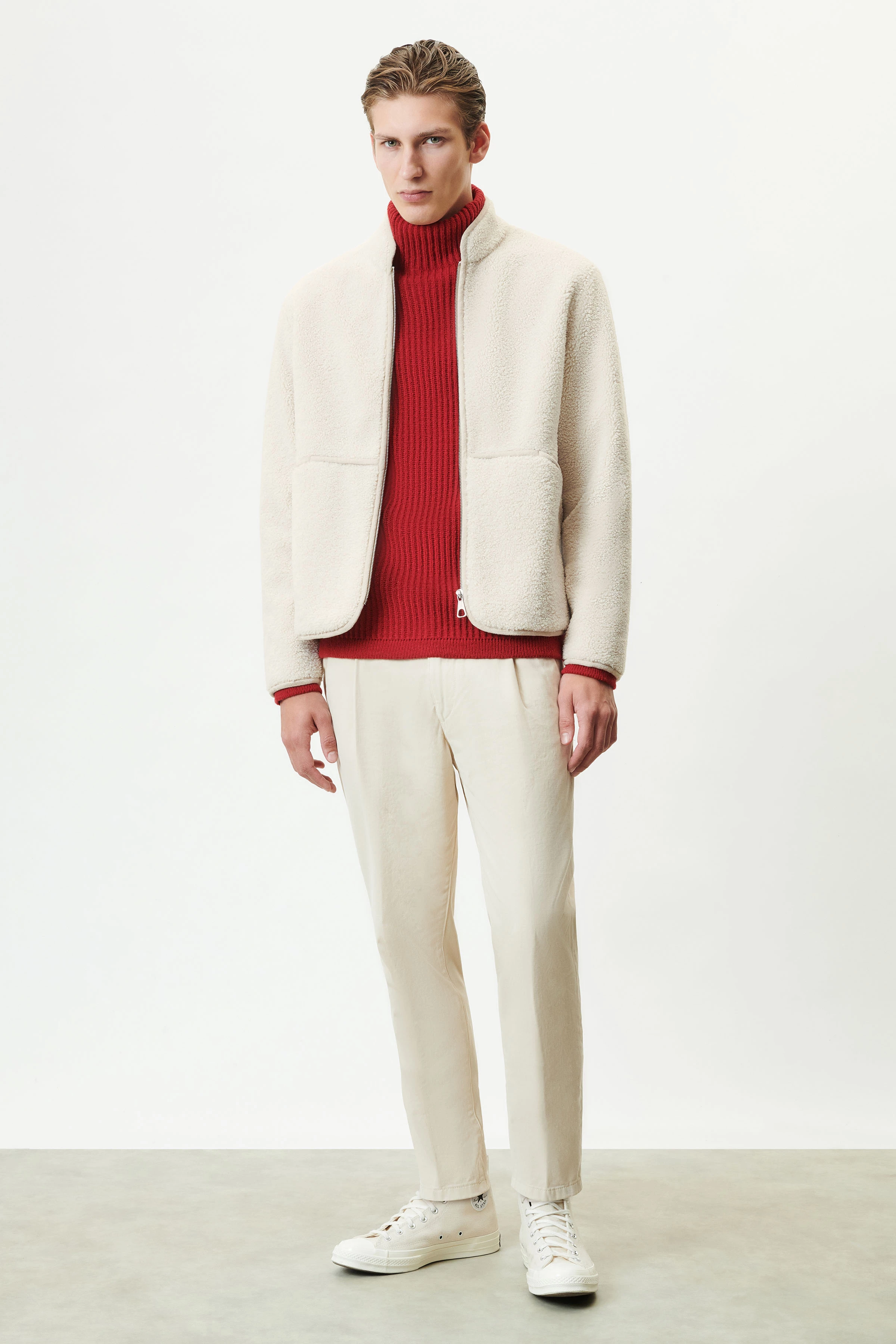 JAKONA - Jacke mit Stehkragen in Lammfell-Optik - Herren - braun - Ganzkörper-Frontansicht