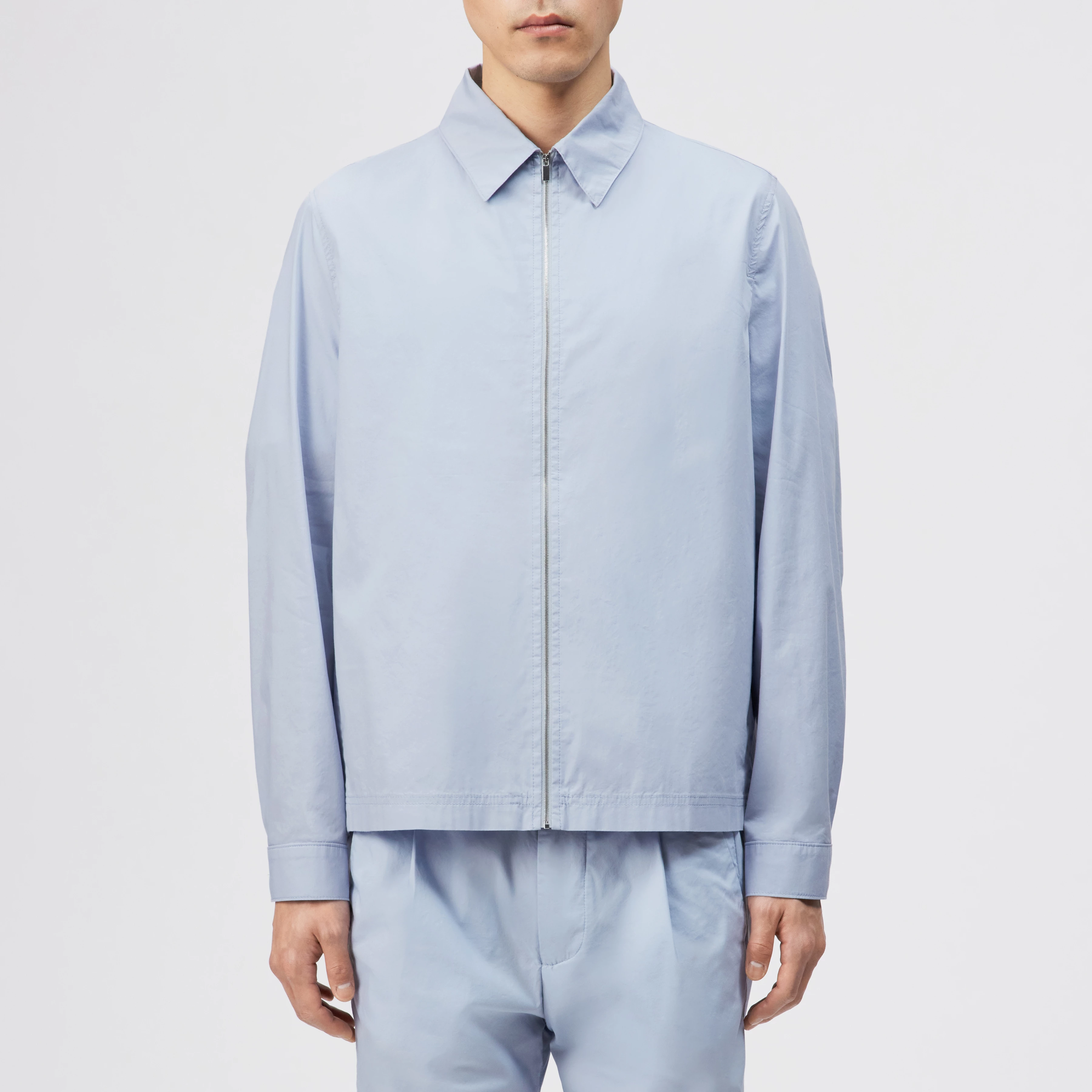 MACTO_Z - Regular Fit Hemd mit Zipper im Baumwolle-Mix - Herren - blau - Frontansicht