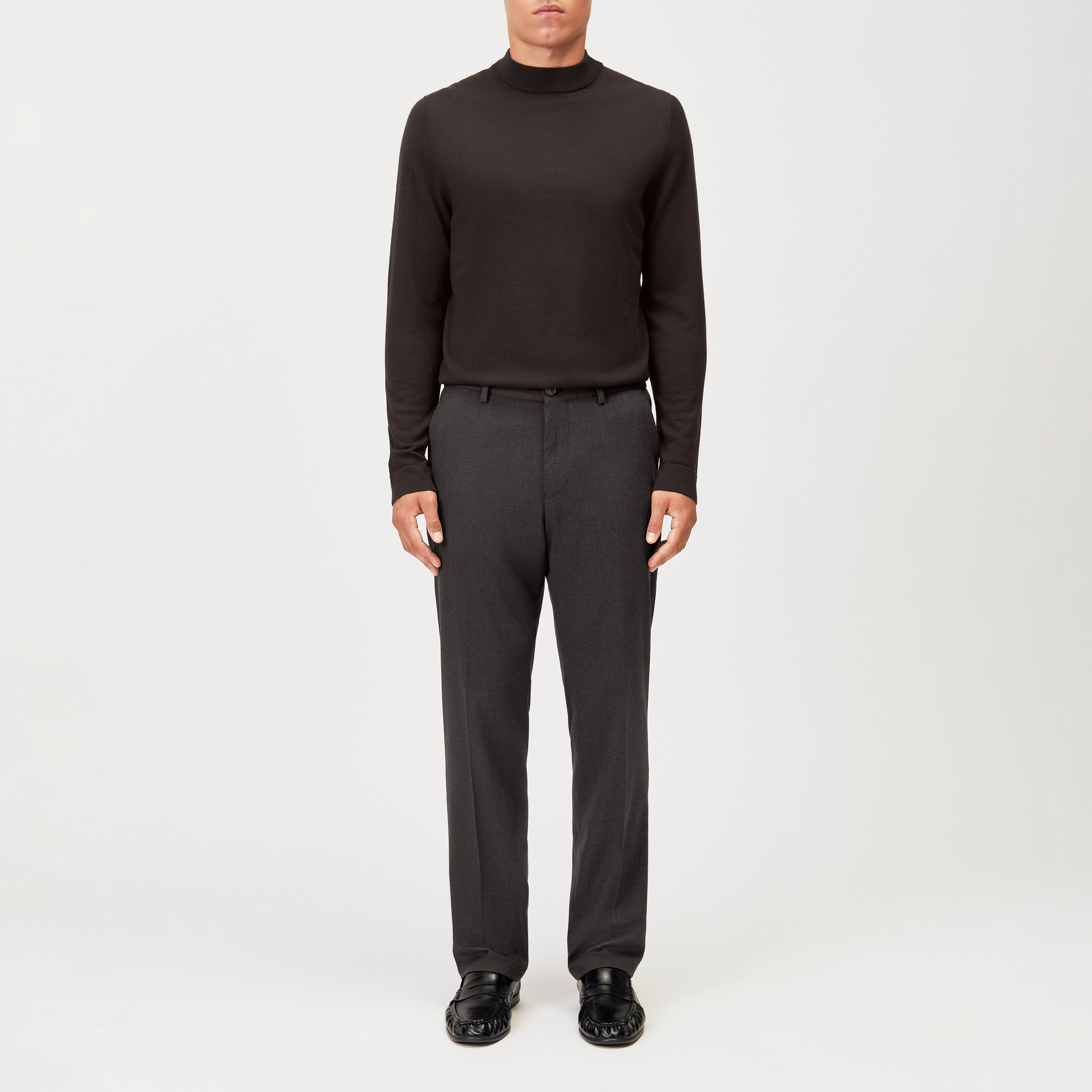 AJEND_RGLR - Tailored trousers in twill look - men - brown - Ganzkörper-Frontansicht