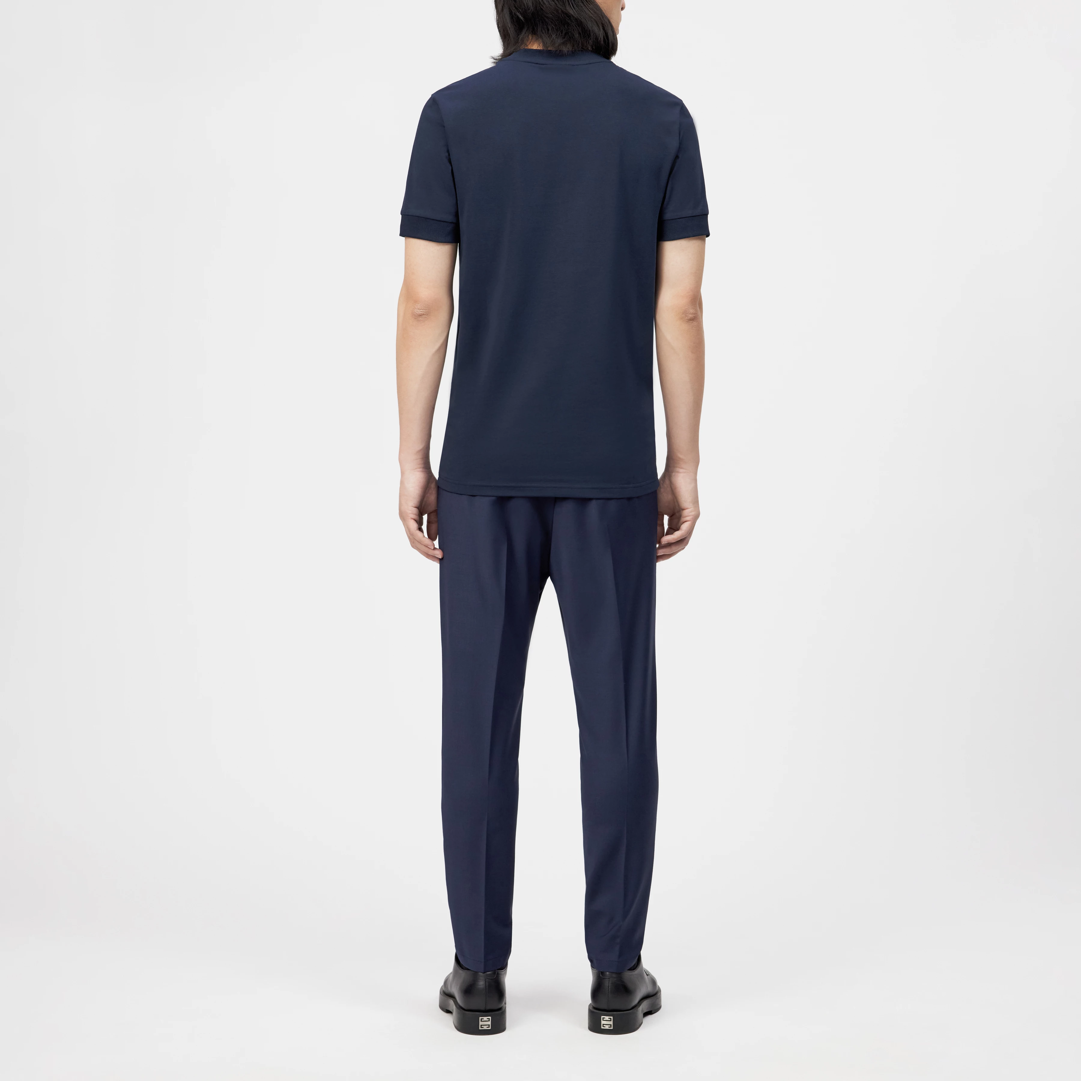 ANTON - Fitted T-Shirt in Baumwolle - Herren - blau - Rückansicht