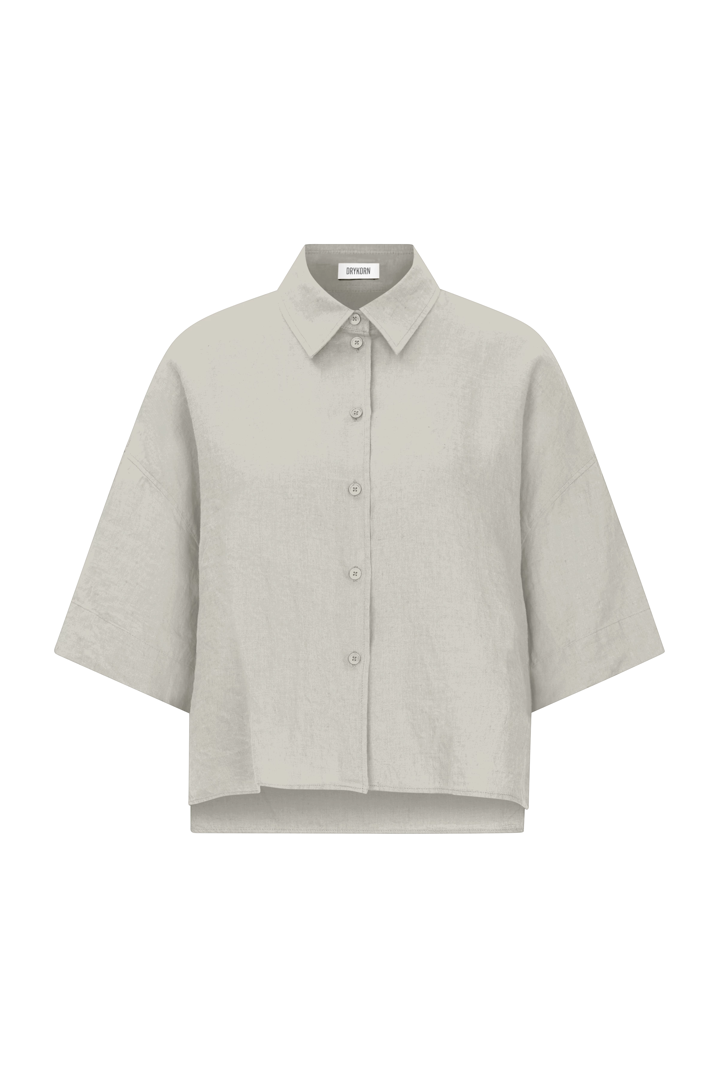 YARIKA - Boxy shirt blouse in linen - women - green - Freisteller Frontansicht