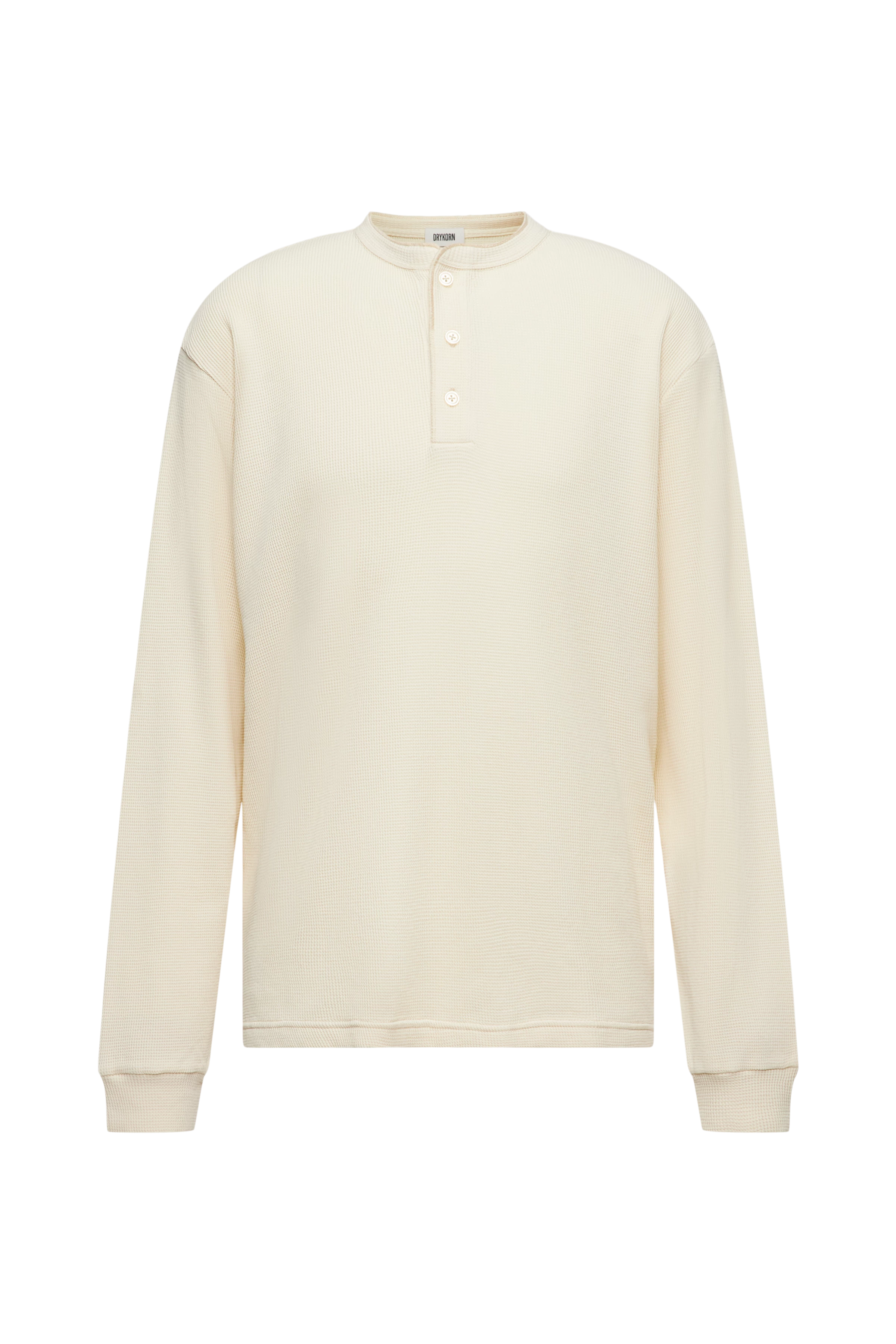 KILANO - Longsleeve mit Knopfleiste in Struktur - Herren - beige - Freisteller Frontansicht