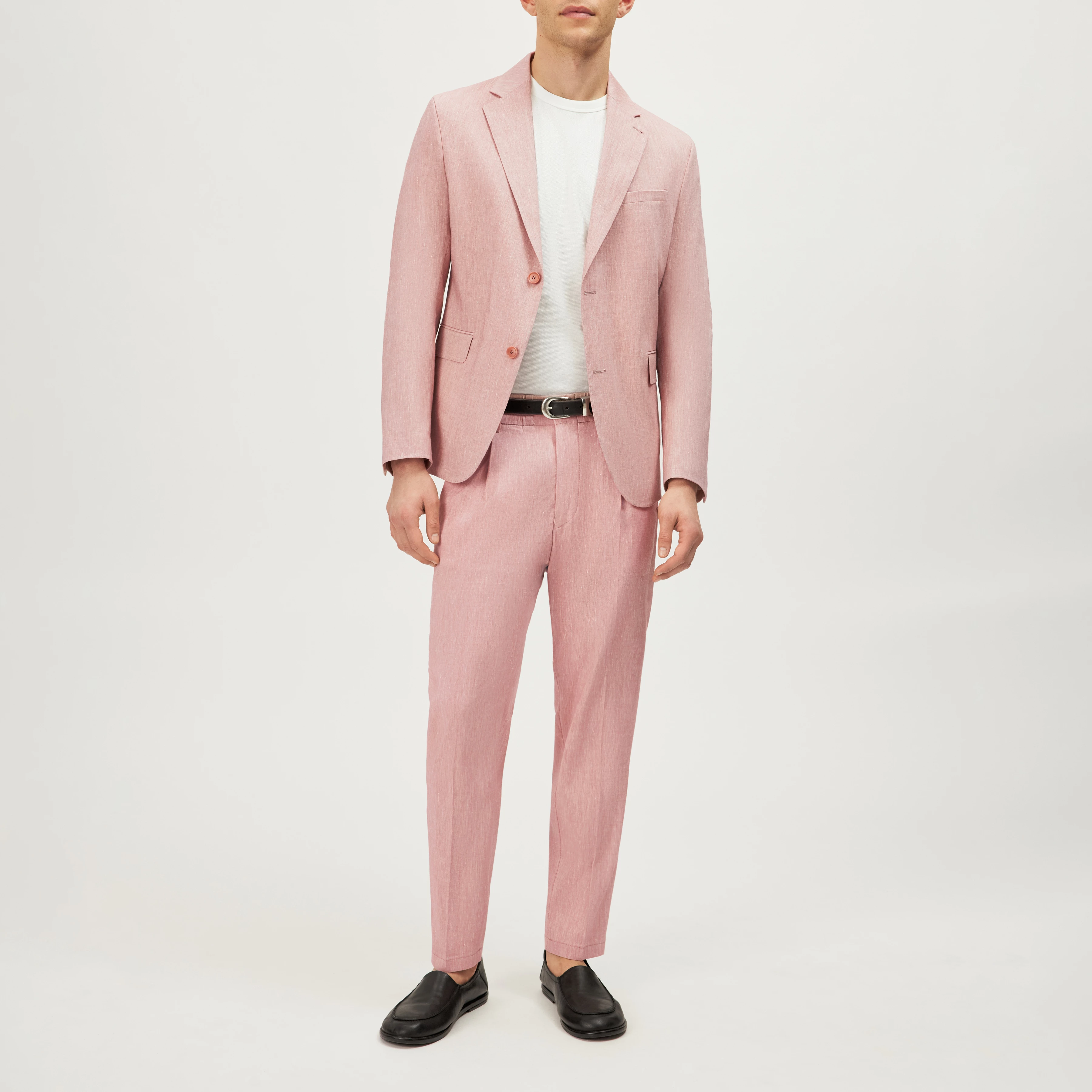 CHASY - Casual bukser med læg i hørmix - men - orange - Ganzkörper-Frontansicht