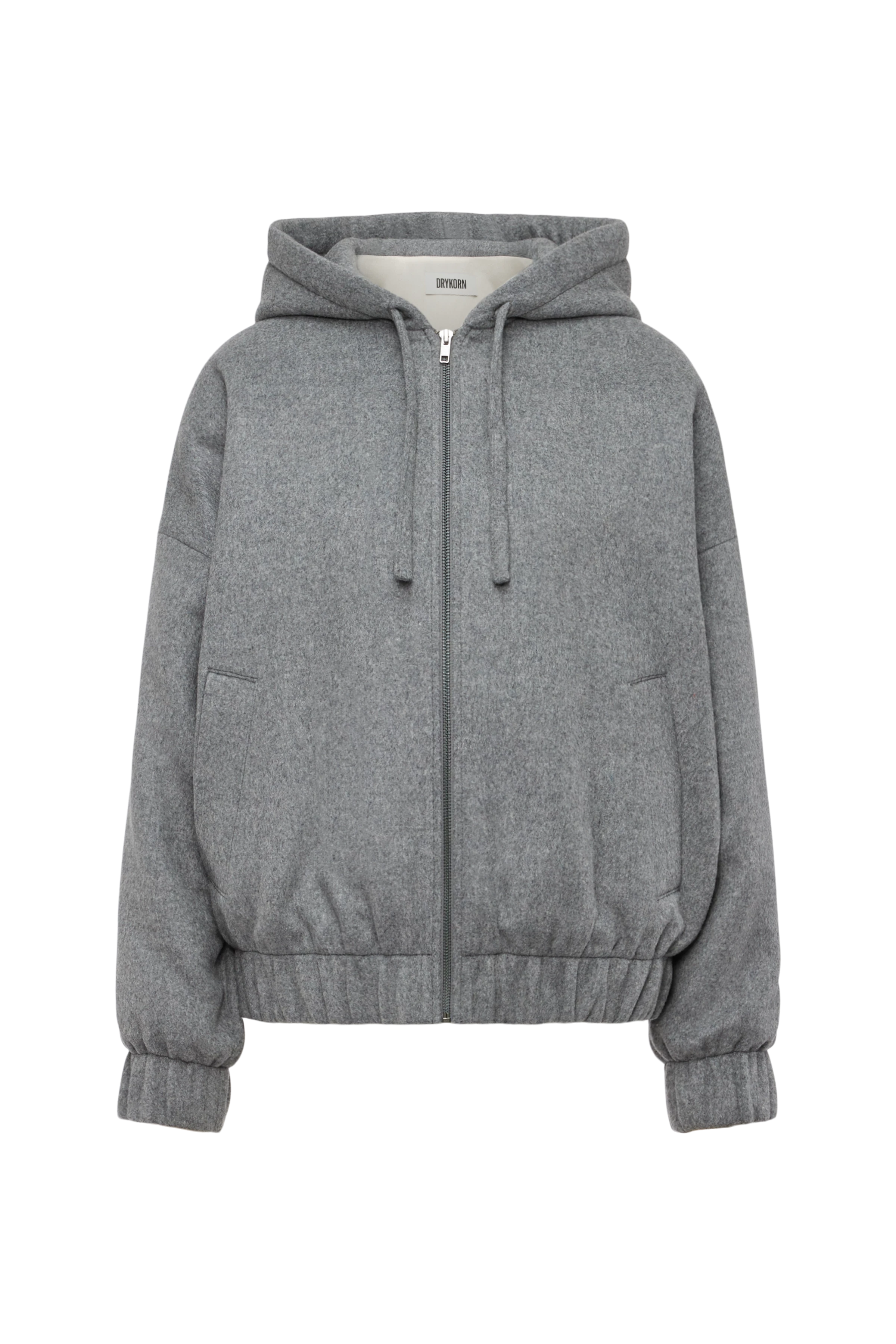 DUNSTONE - Oversized Zip-Hoodie in Flanell - Damen - grau - Freisteller Frontansicht
